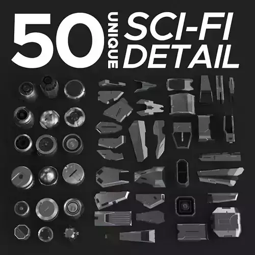 Sci-Fi Details Kit-Bash Set 3D model