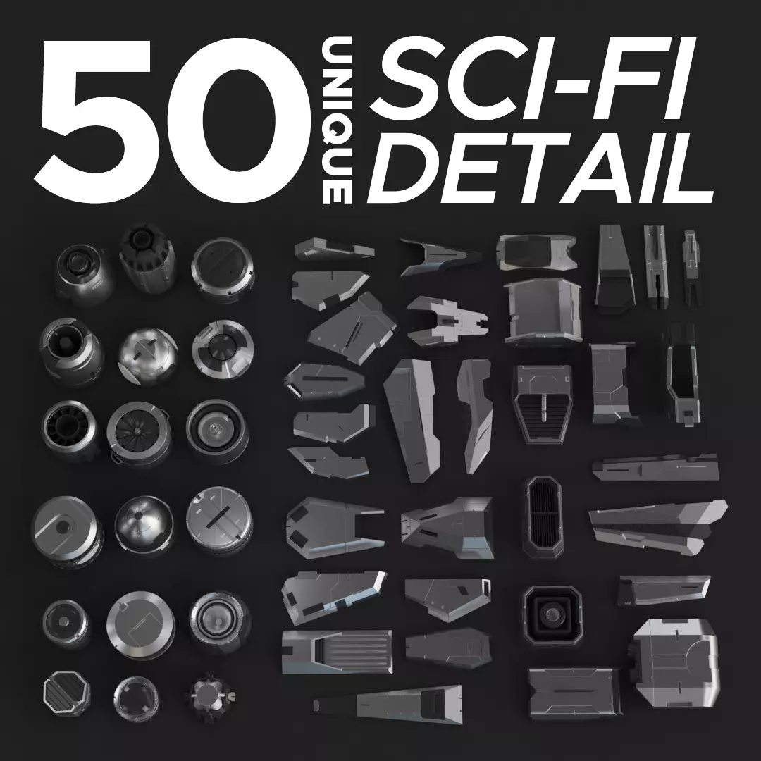 Sci-Fi Details Kit-Bash Set 3D model_0