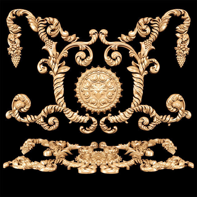 Collection of 30 models classical wood carving decor 3D model_127
