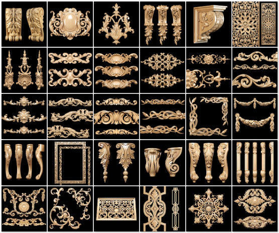 Collection of 30 models classical wood carving decor 3D model_2