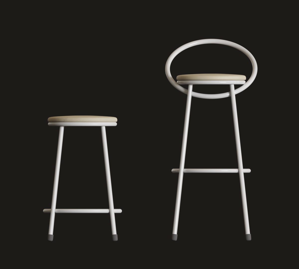 Realistic chairs white and cream 3D model_1