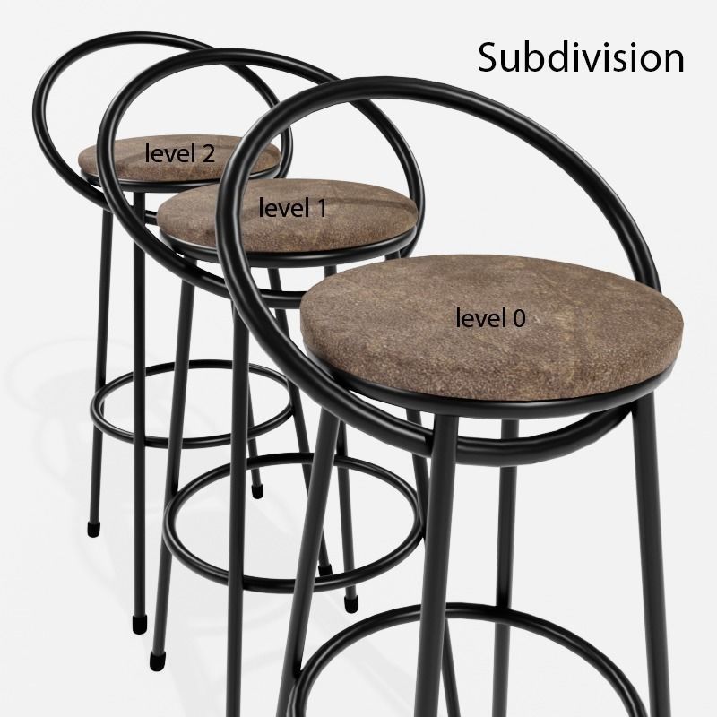 Realistic chairs white and cream 3D model_6