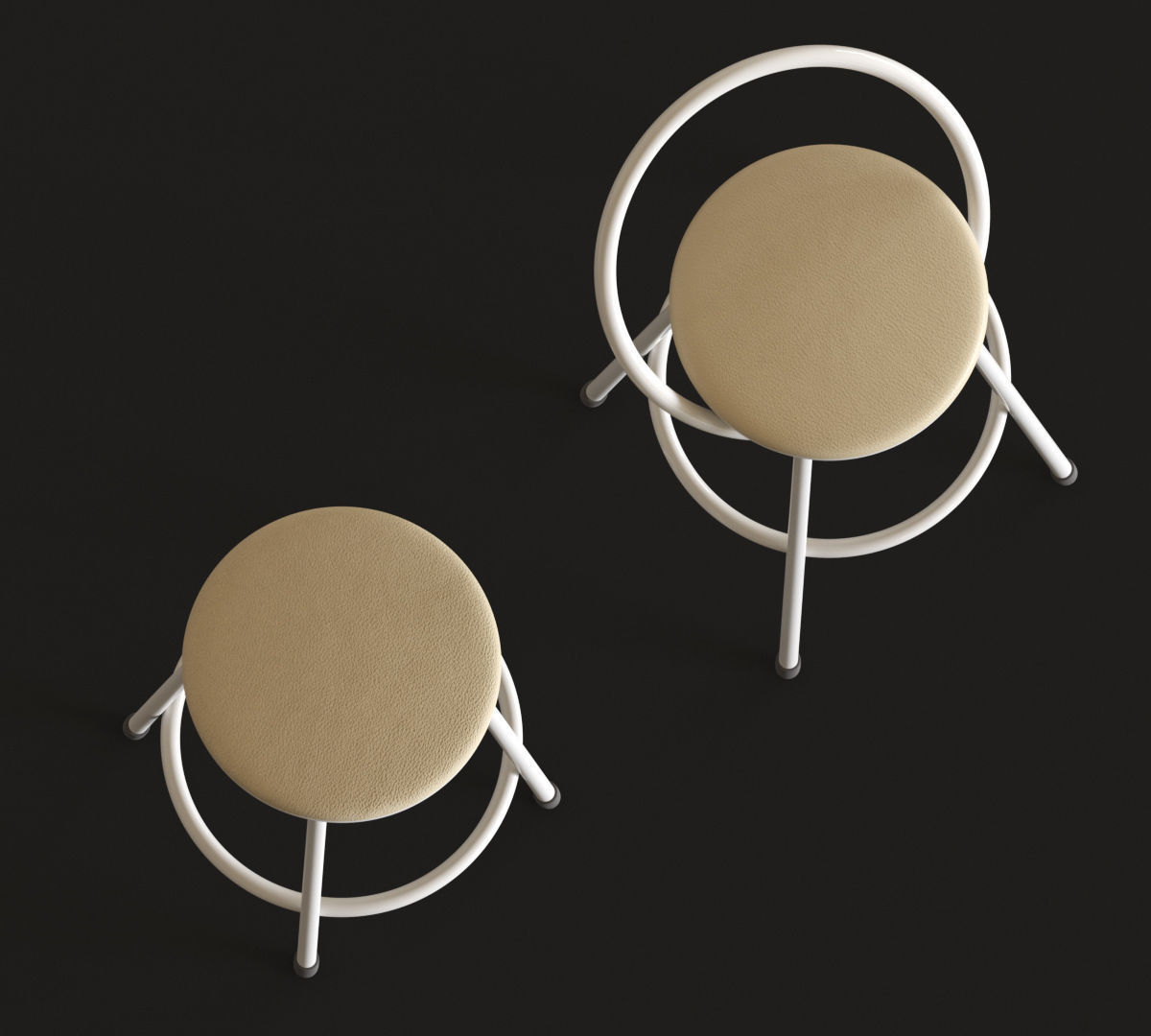 Realistic chairs white and cream 3D model_2