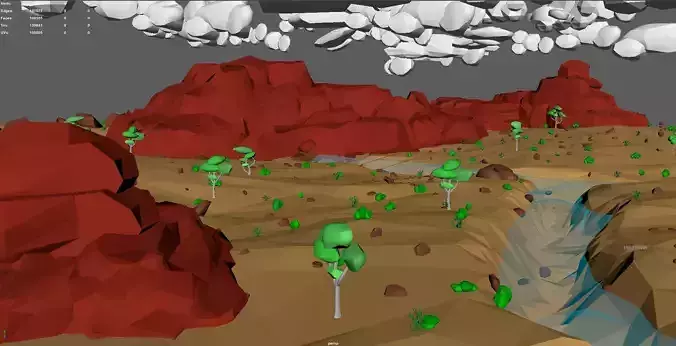 Rocky Desert Low poly landscape