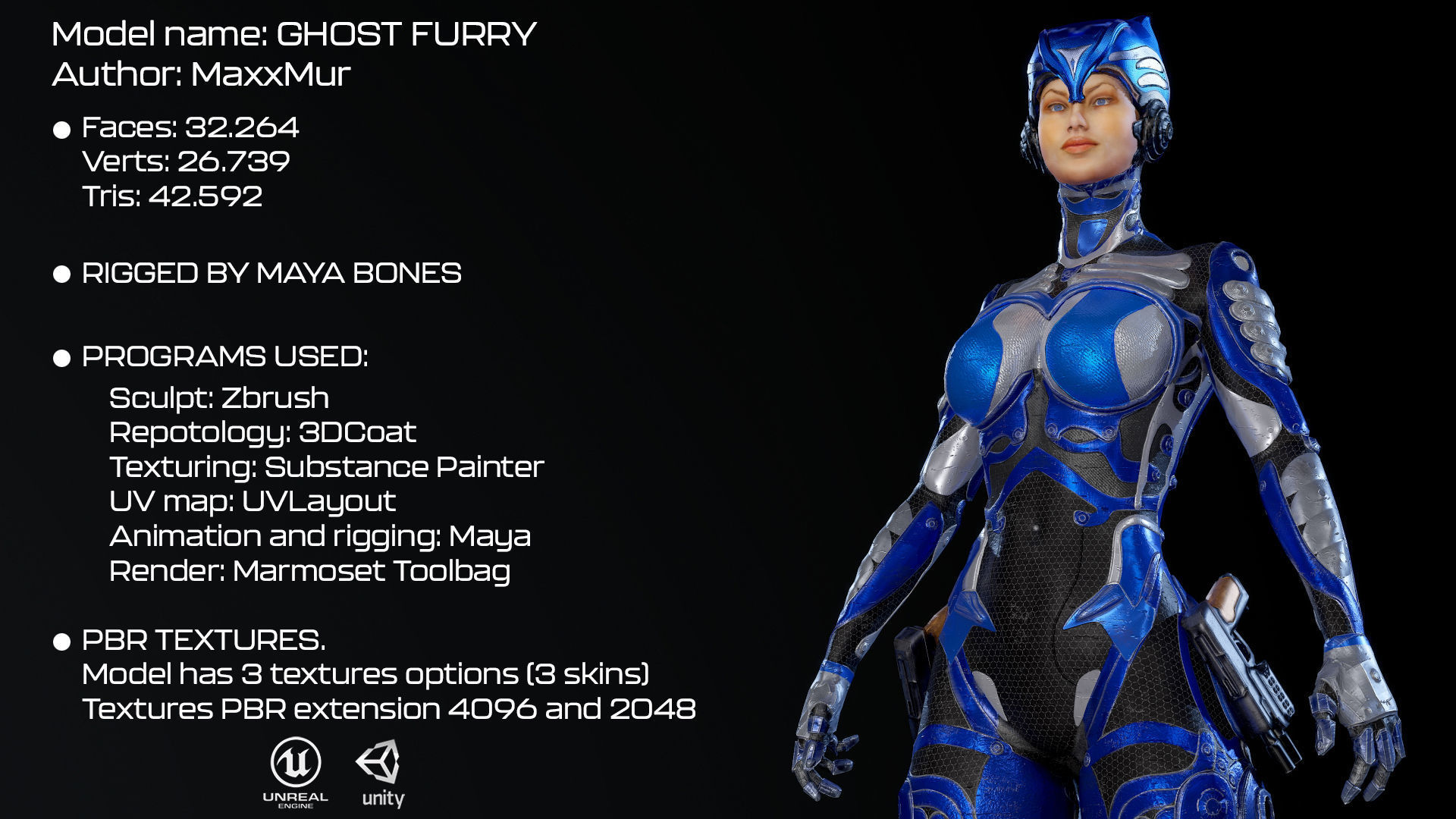 Low-poly model of the character Ghost Fury Low-poly 3D model_3