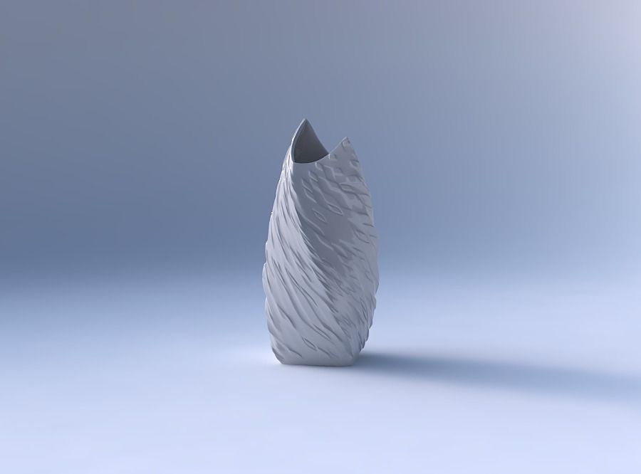 Vase twisted double arc quadratic with twisted diagonal dents... 3D print model_4