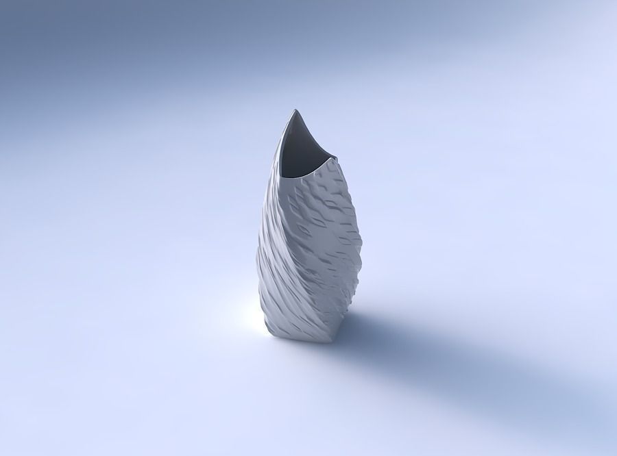Vase twisted double arc quadratic with twisted diagonal dents... 3D print model_3