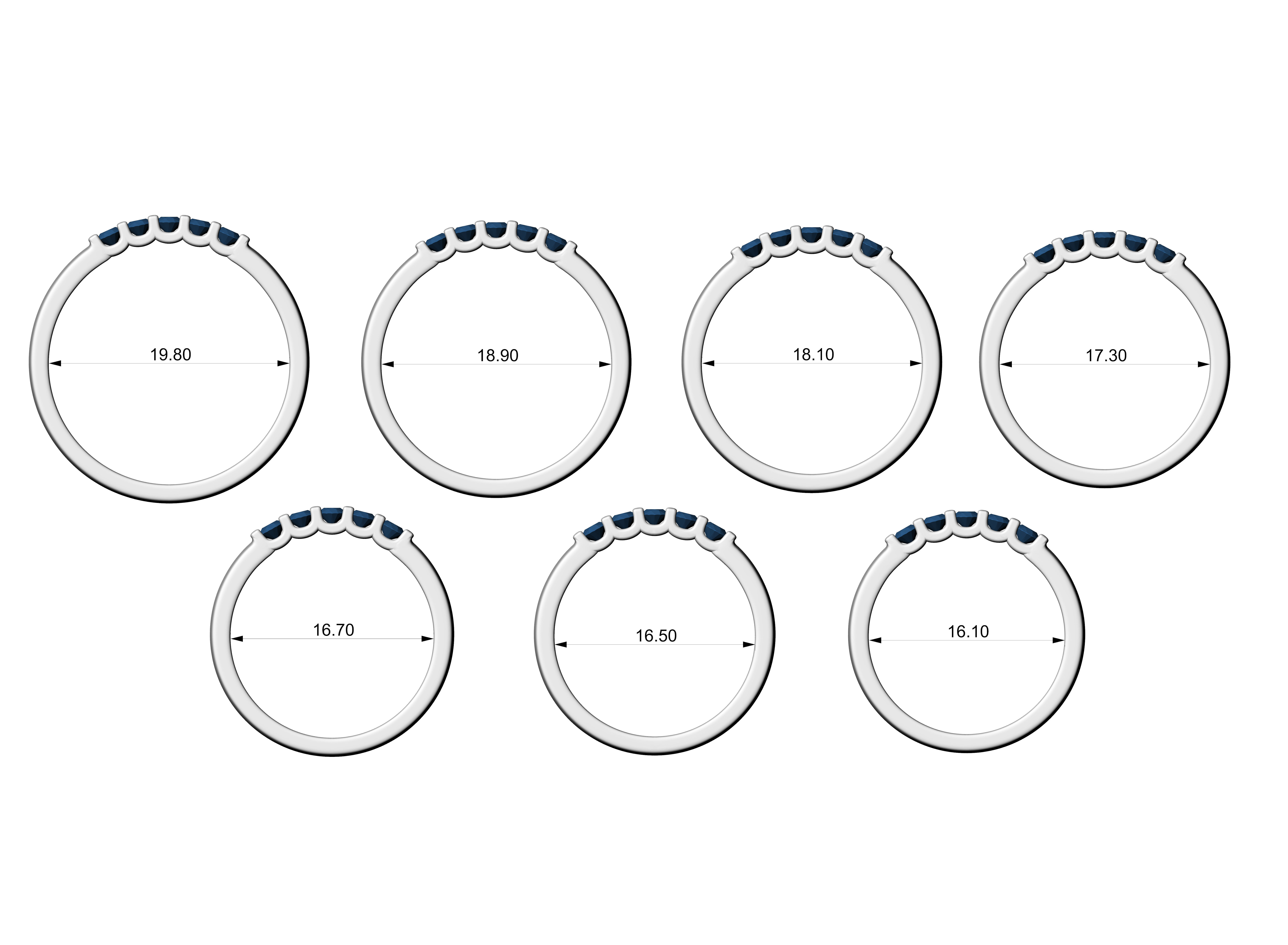5 Diamond ring  Size 5-10  3D print model_7
