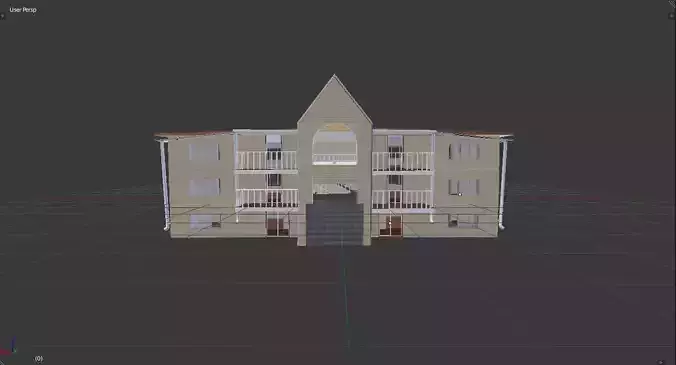 The three-storey house  Low-poly 3D model