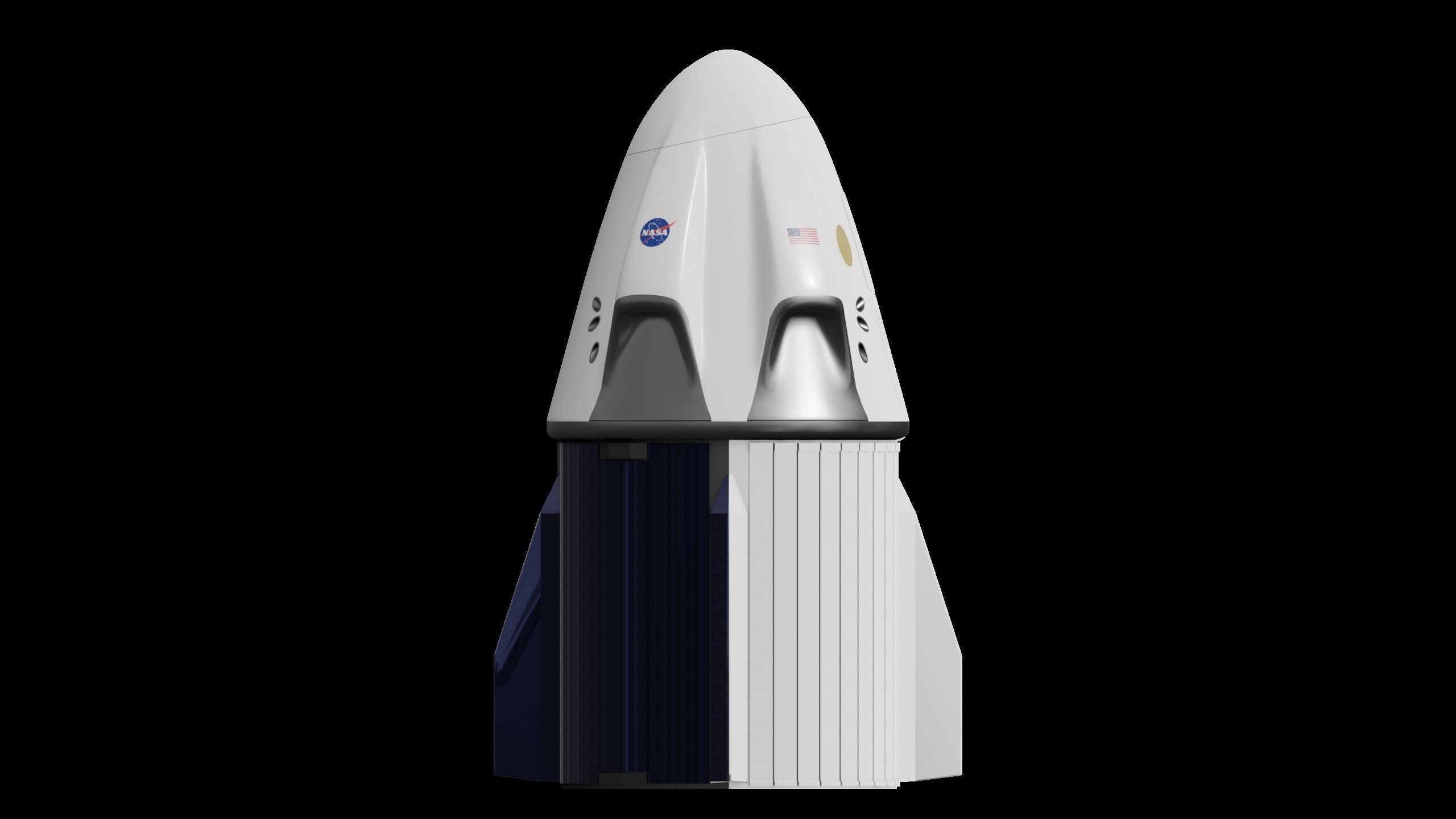 SpaceX Dragon 2 - Crew Dragon - 2020 Low-poly 3D model_2