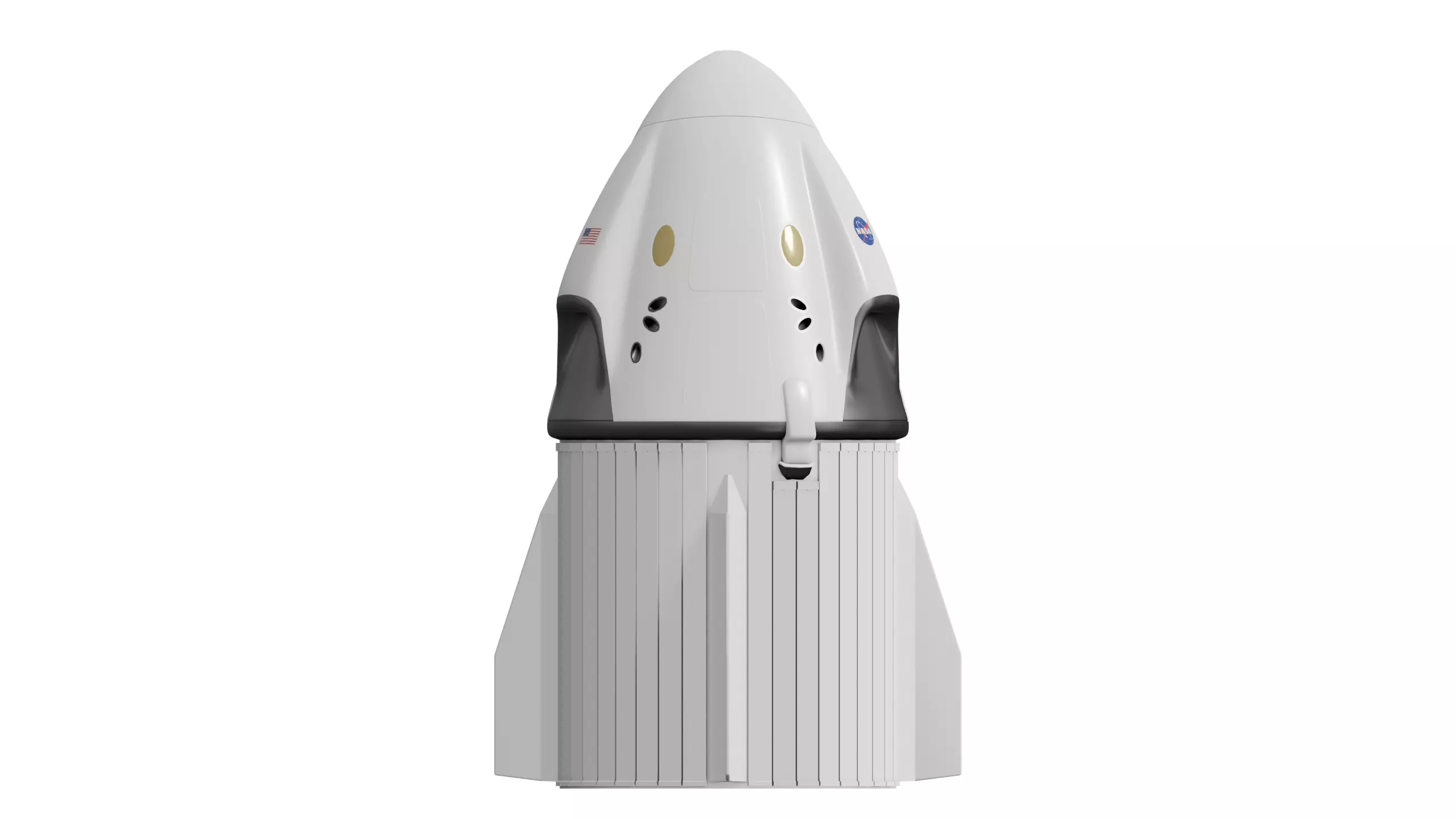 SpaceX Dragon 2 - Crew Dragon - 2020 Low-poly 3D model_0