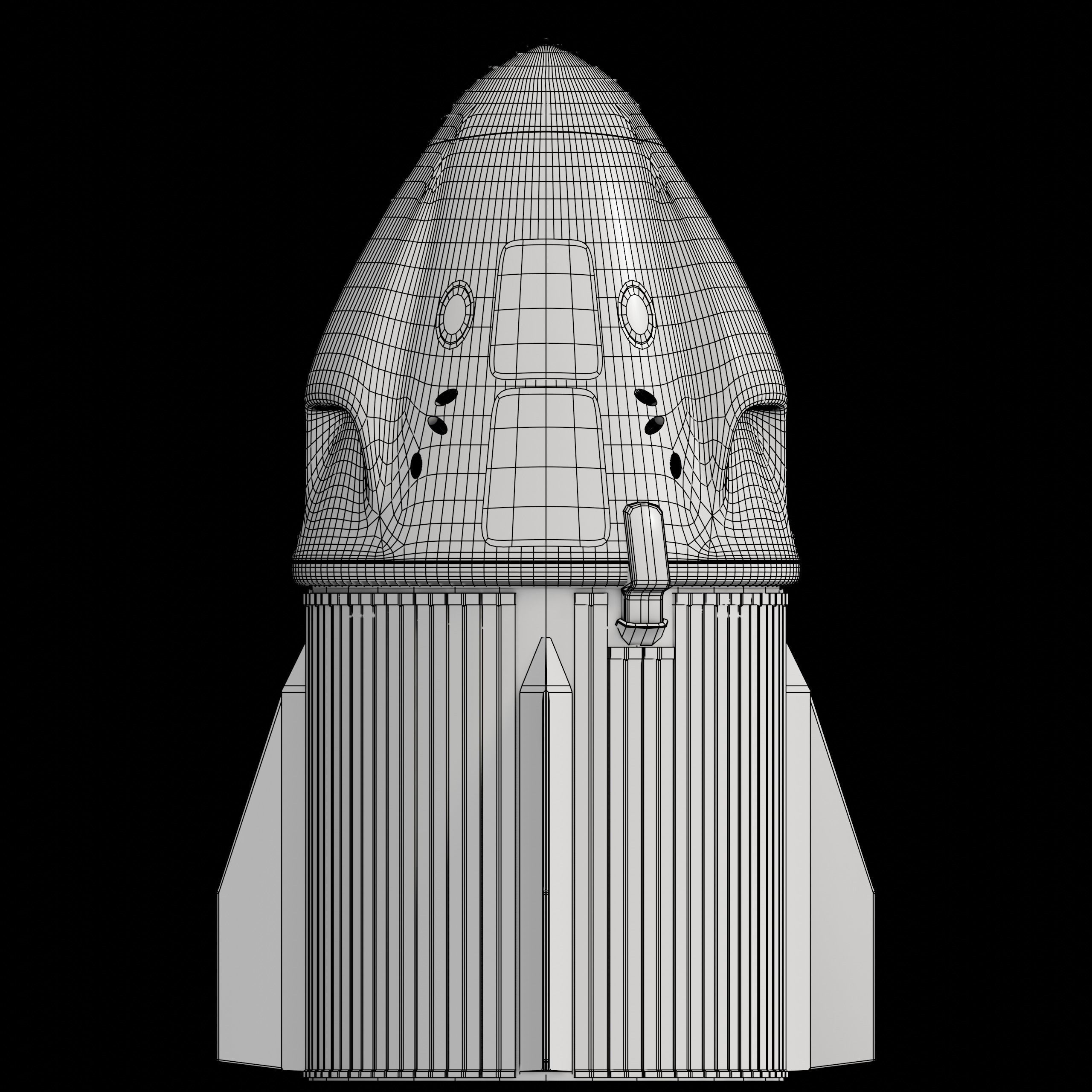 SpaceX Dragon 2 - Crew Dragon - 2020 Low-poly 3D model_4