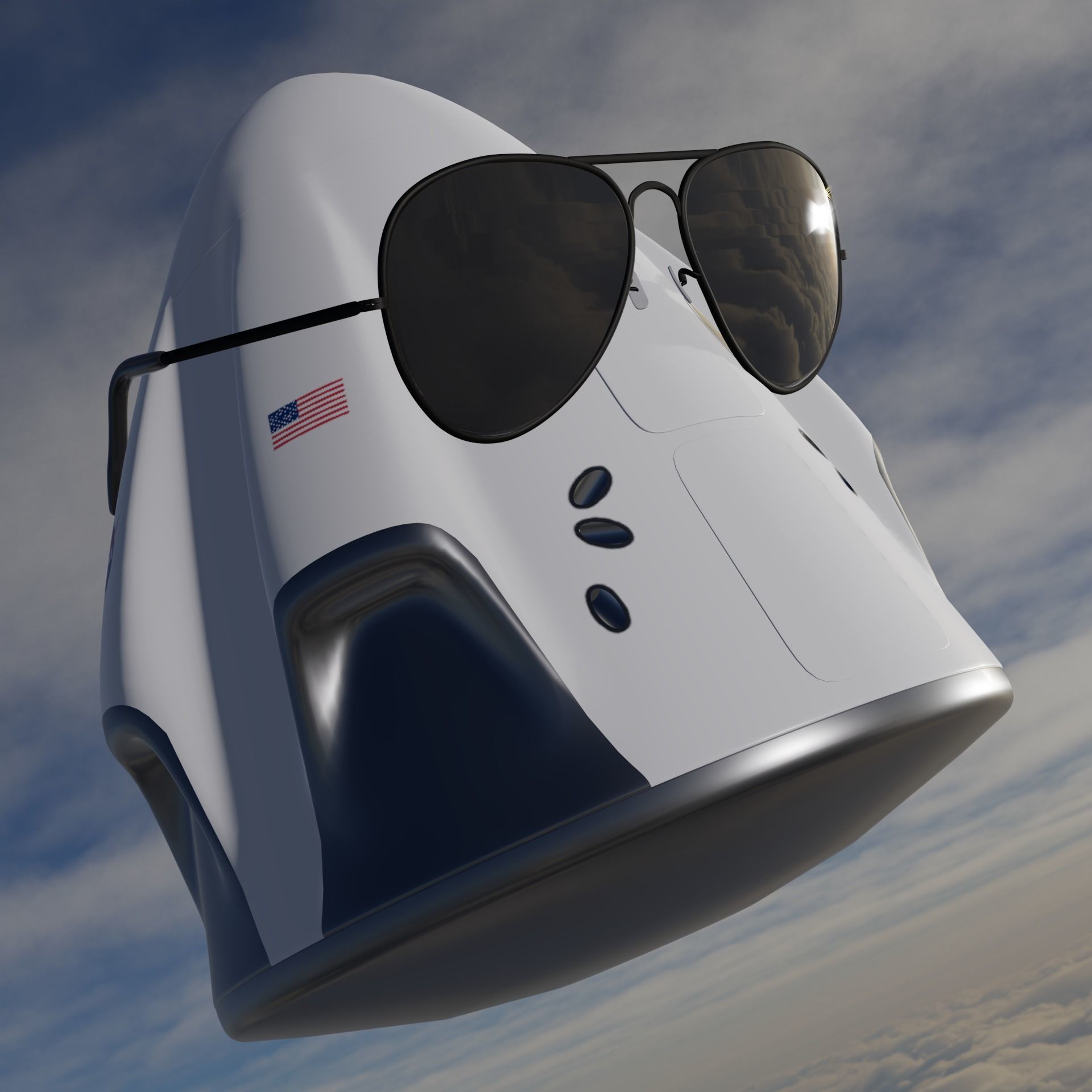 SpaceX Dragon 2 - Crew Dragon - 2020 Low-poly 3D model_5