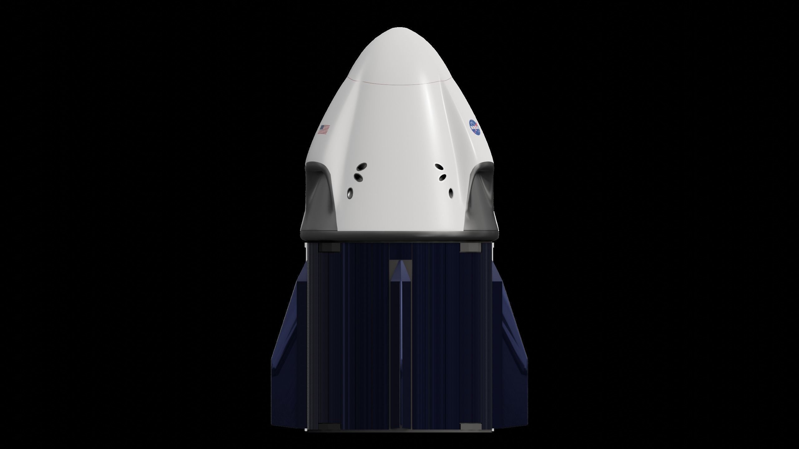 SpaceX Dragon 2 - Crew Dragon - 2020 Low-poly 3D model_3