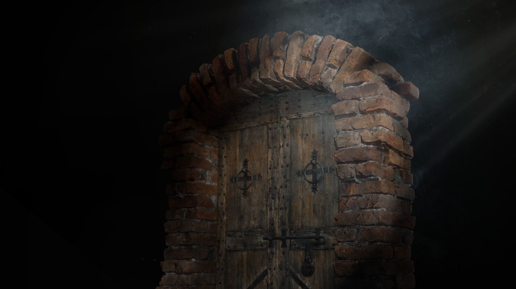 Old Medieval Door with an Arch Low-poly 3D model_48