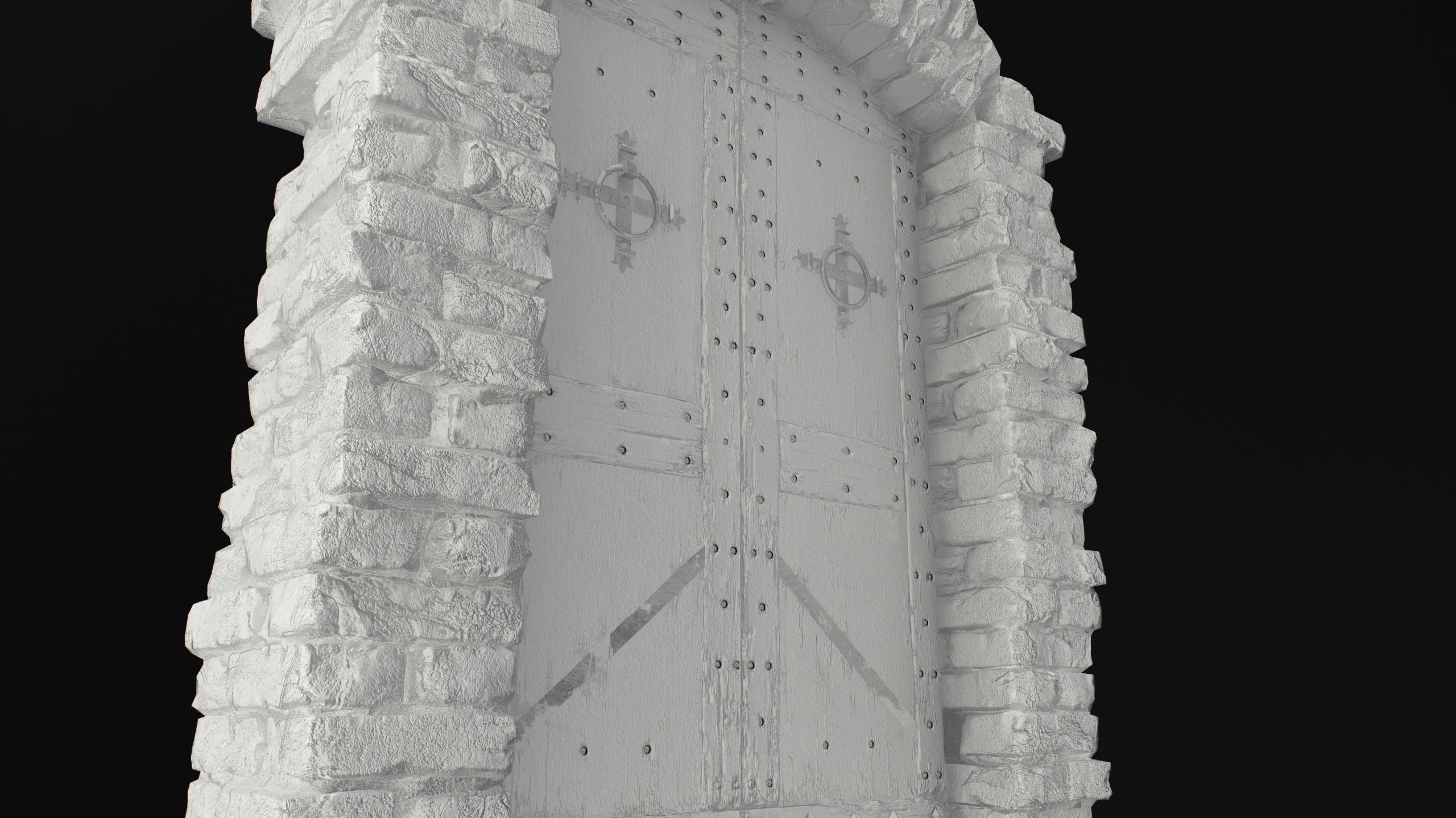 Old Medieval Door with an Arch Low-poly 3D model_51