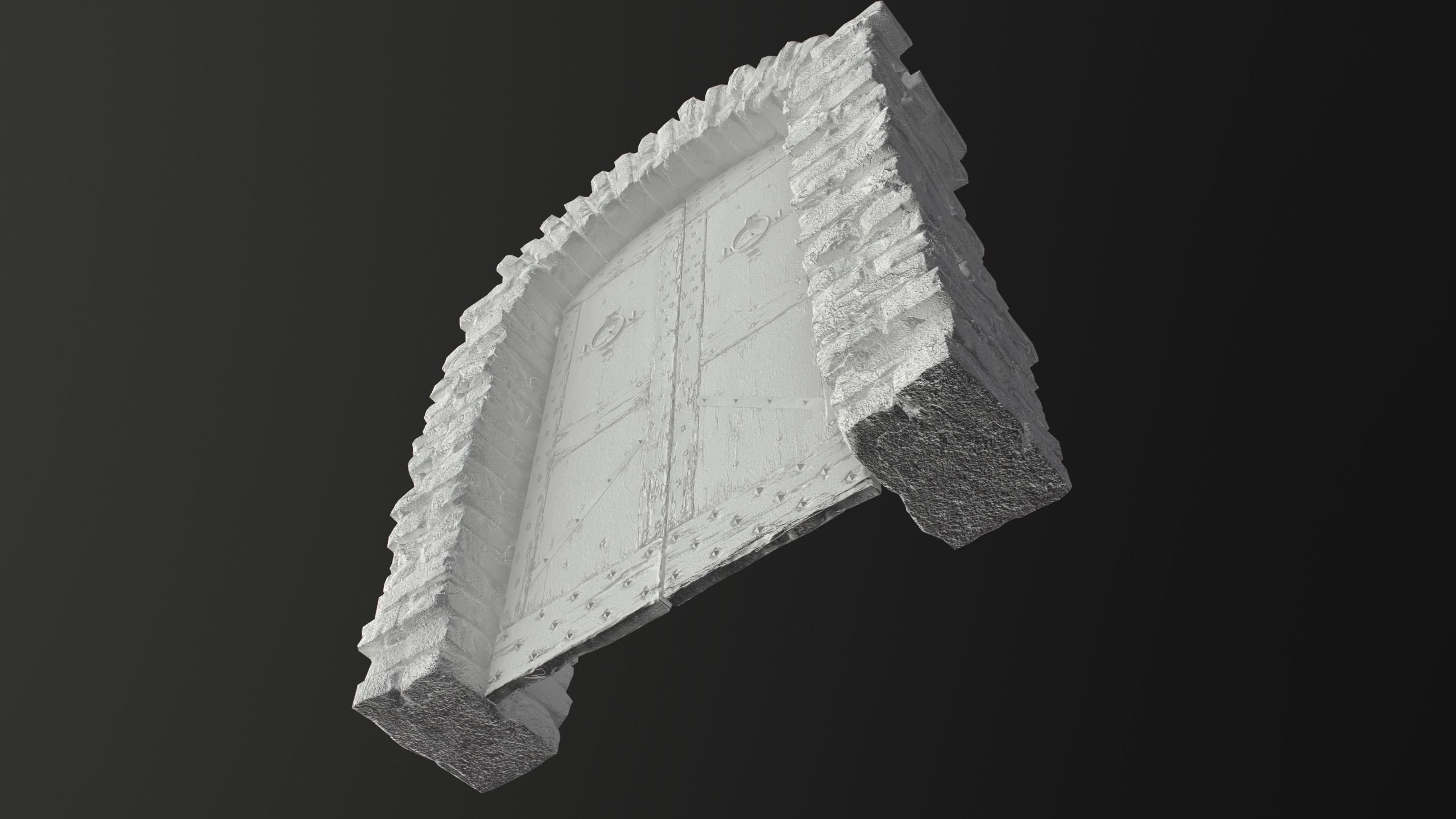 Old Medieval Door with an Arch Low-poly 3D model_70