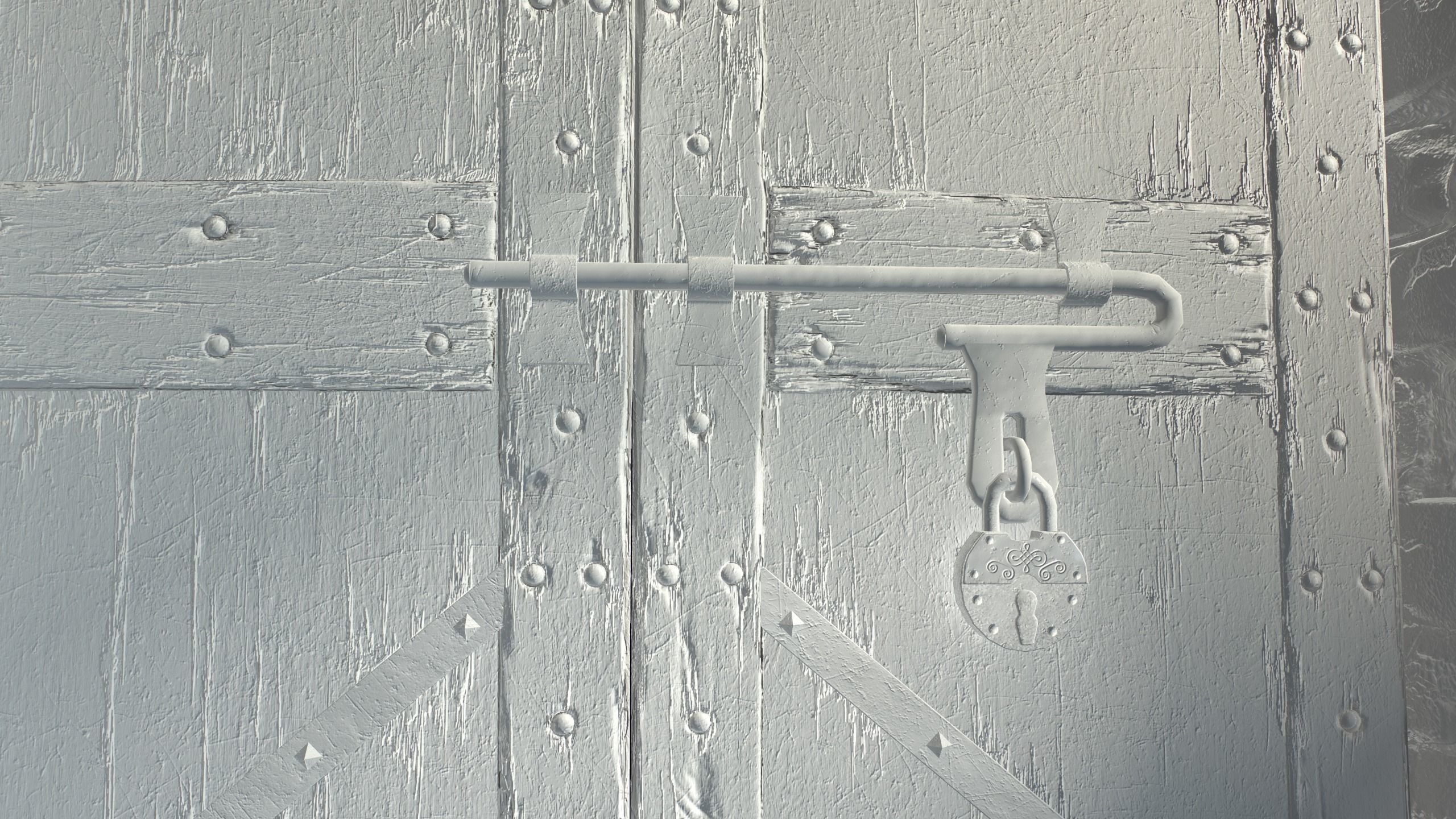 Old Medieval Door with an Arch Low-poly 3D model_52