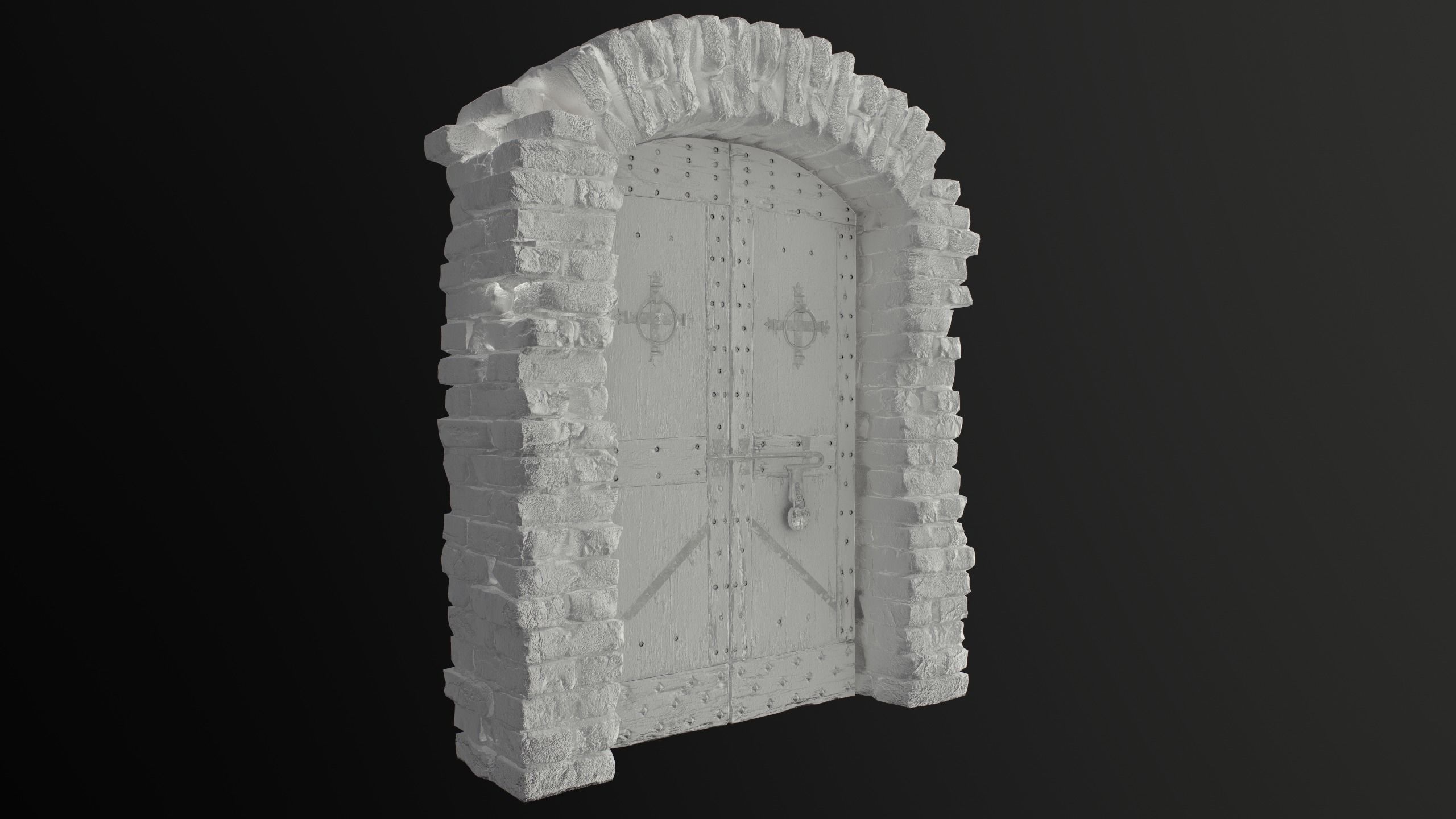 Old Medieval Door with an Arch Low-poly 3D model_65