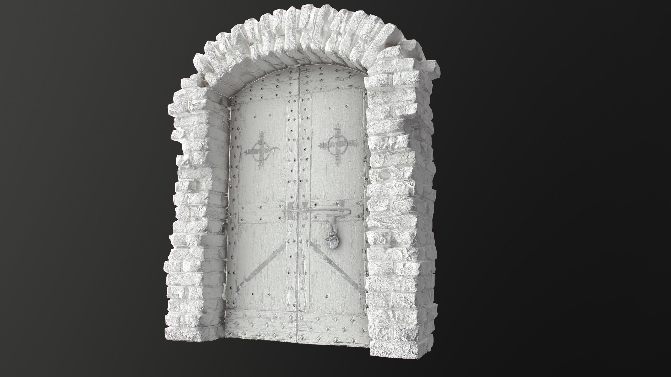 Old Medieval Door with an Arch Low-poly 3D model_61