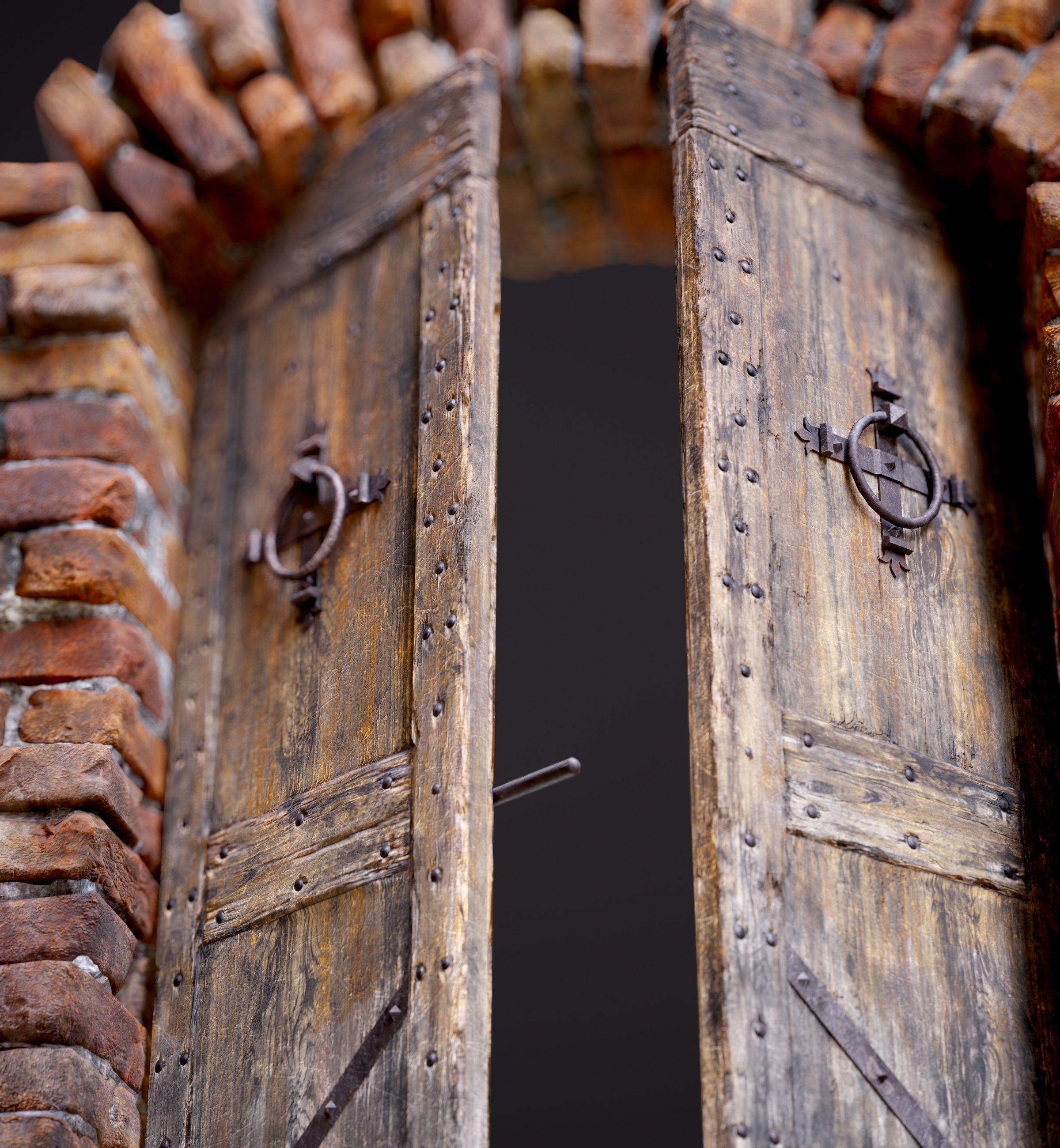 Old Medieval Door with an Arch Low-poly 3D model_32