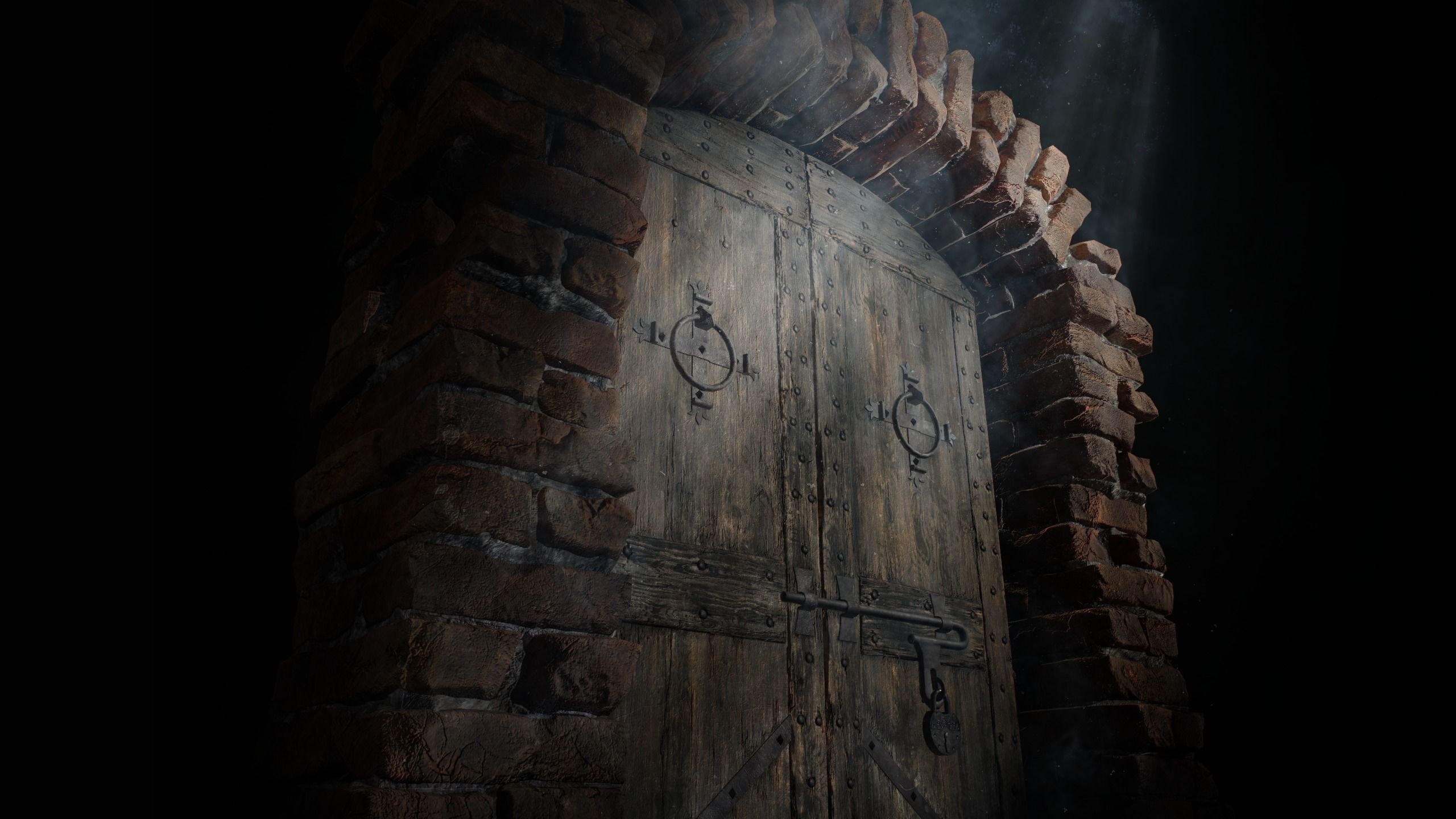Old Medieval Door with an Arch Low-poly 3D model_47