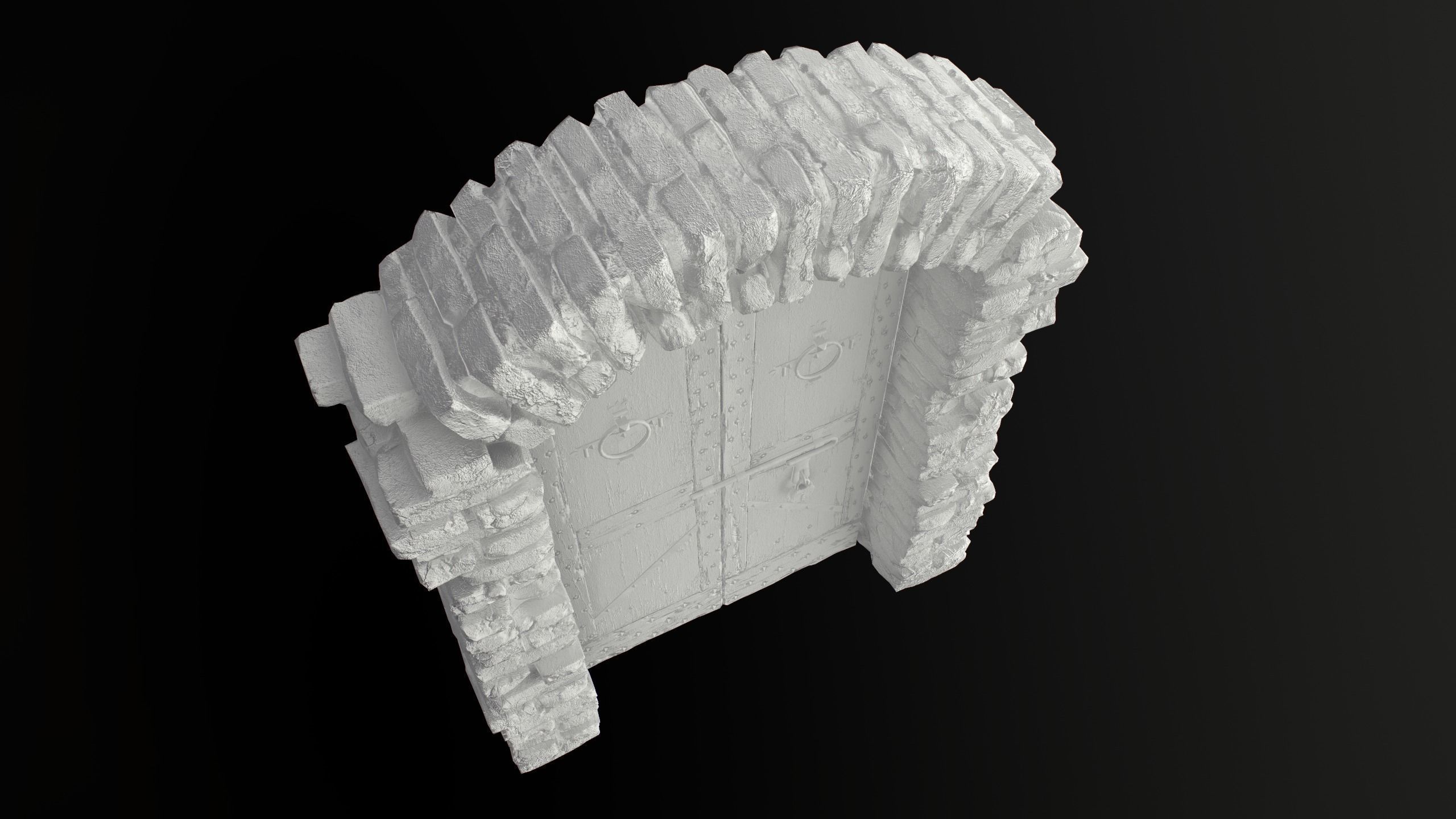 Old Medieval Door with an Arch Low-poly 3D model_57