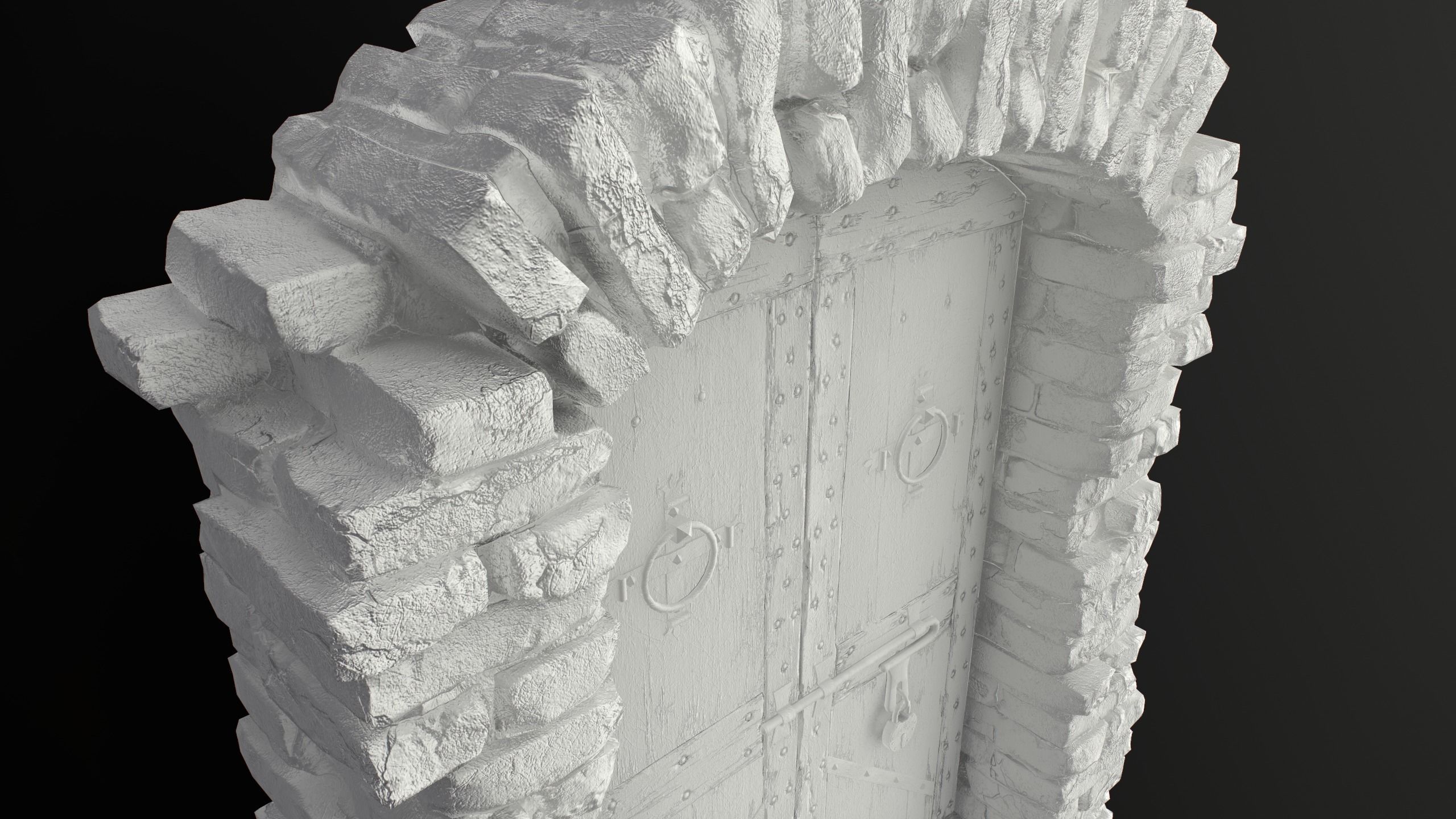 Old Medieval Door with an Arch Low-poly 3D model_68