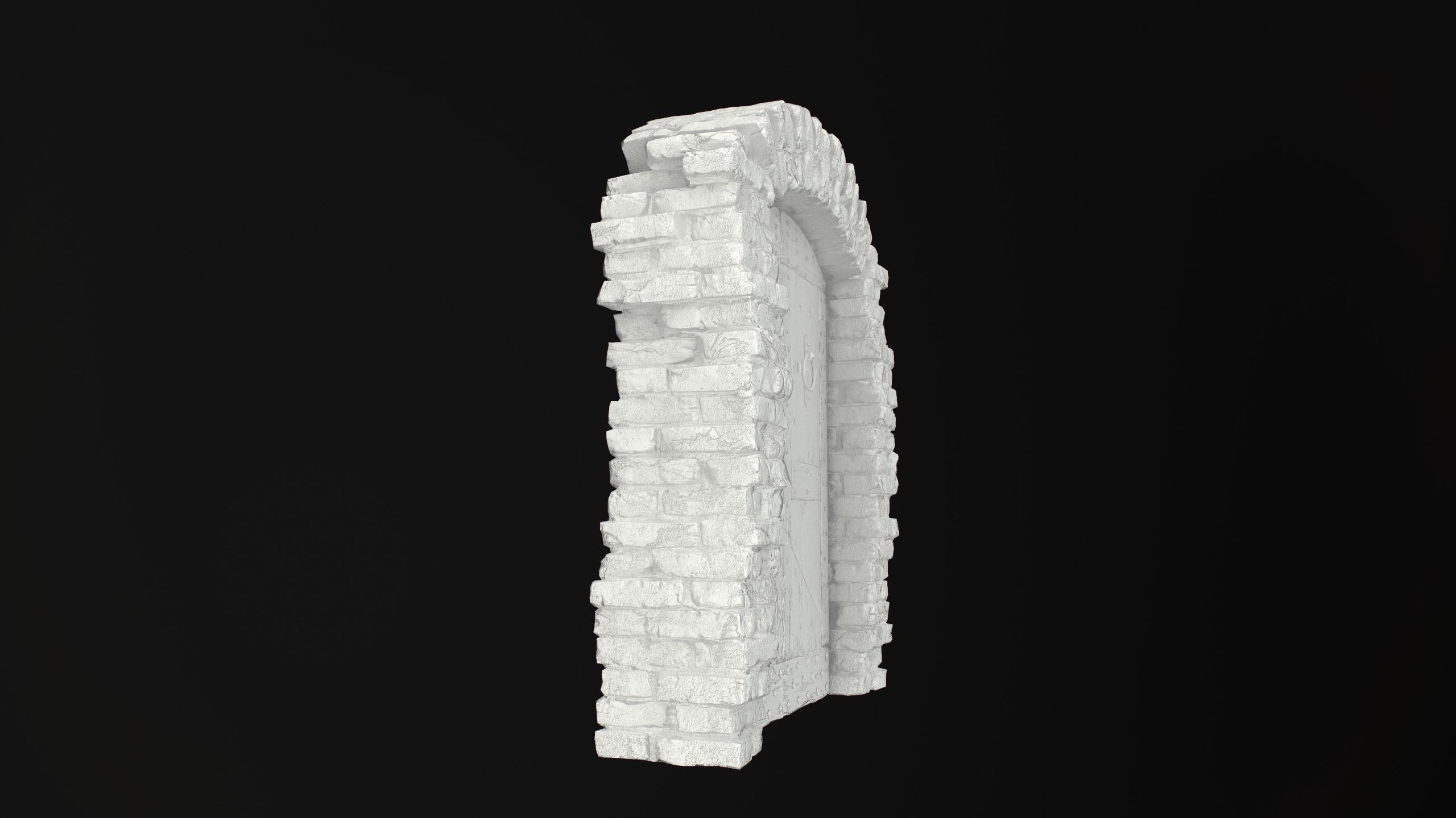 Old Medieval Door with an Arch Low-poly 3D model_55