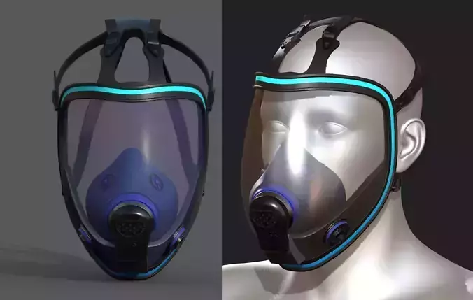 Gas mask helmet 3d model military combat 
