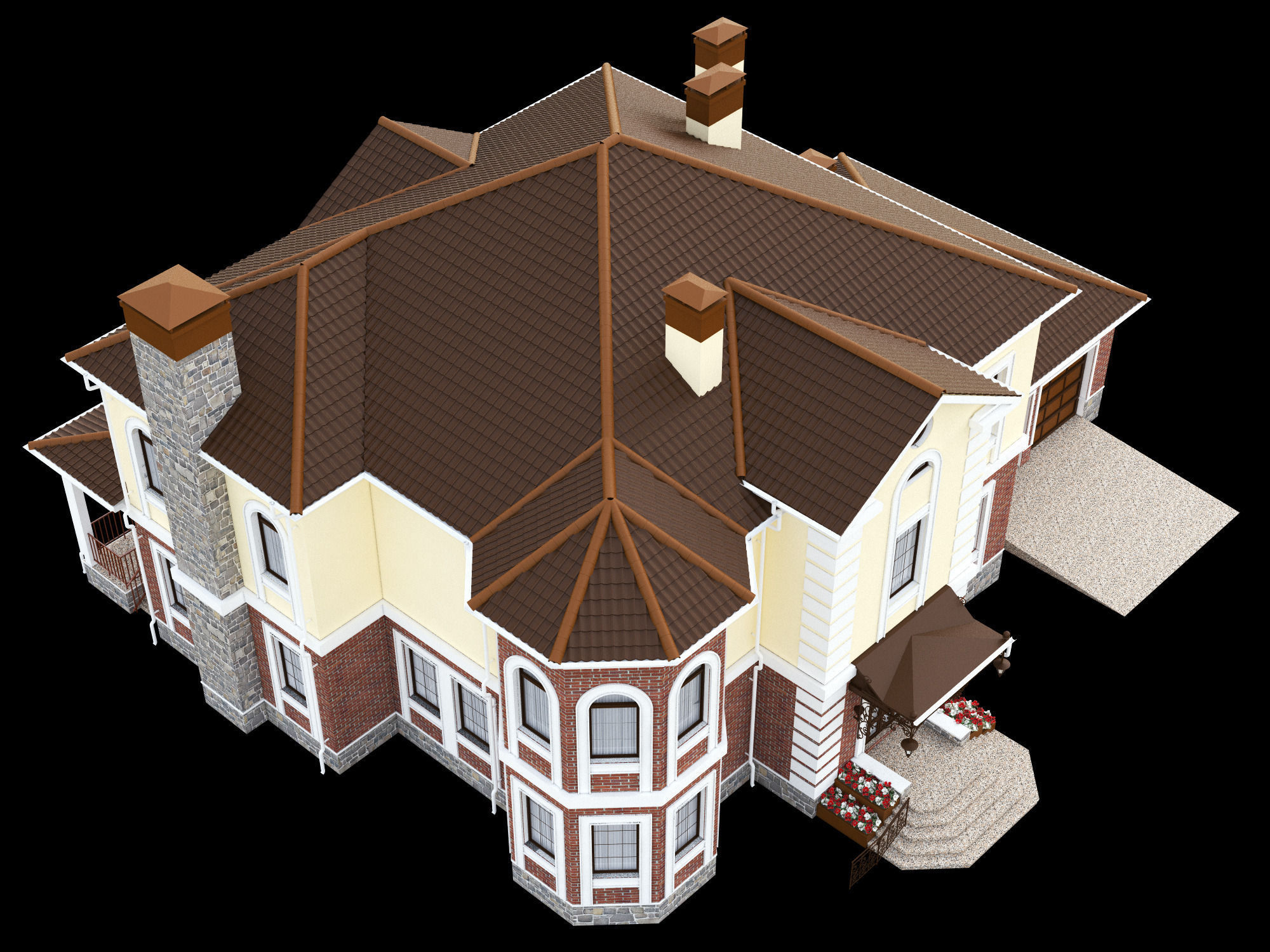 Cottage house 3D model_6