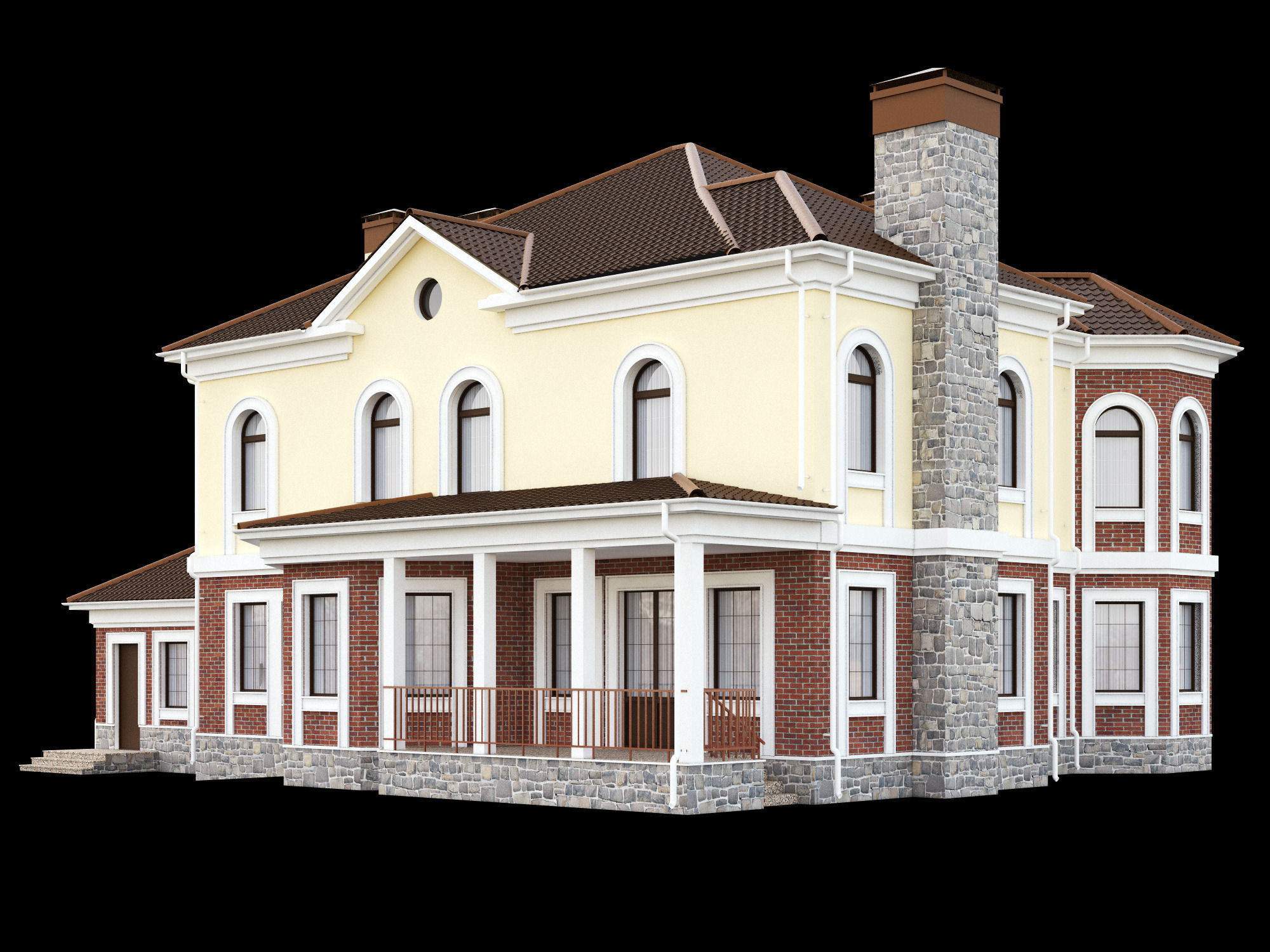 Cottage house 3D model_3