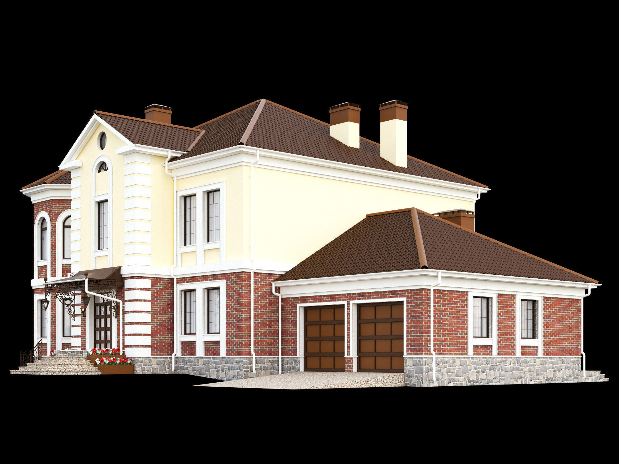 Cottage house 3D model_2