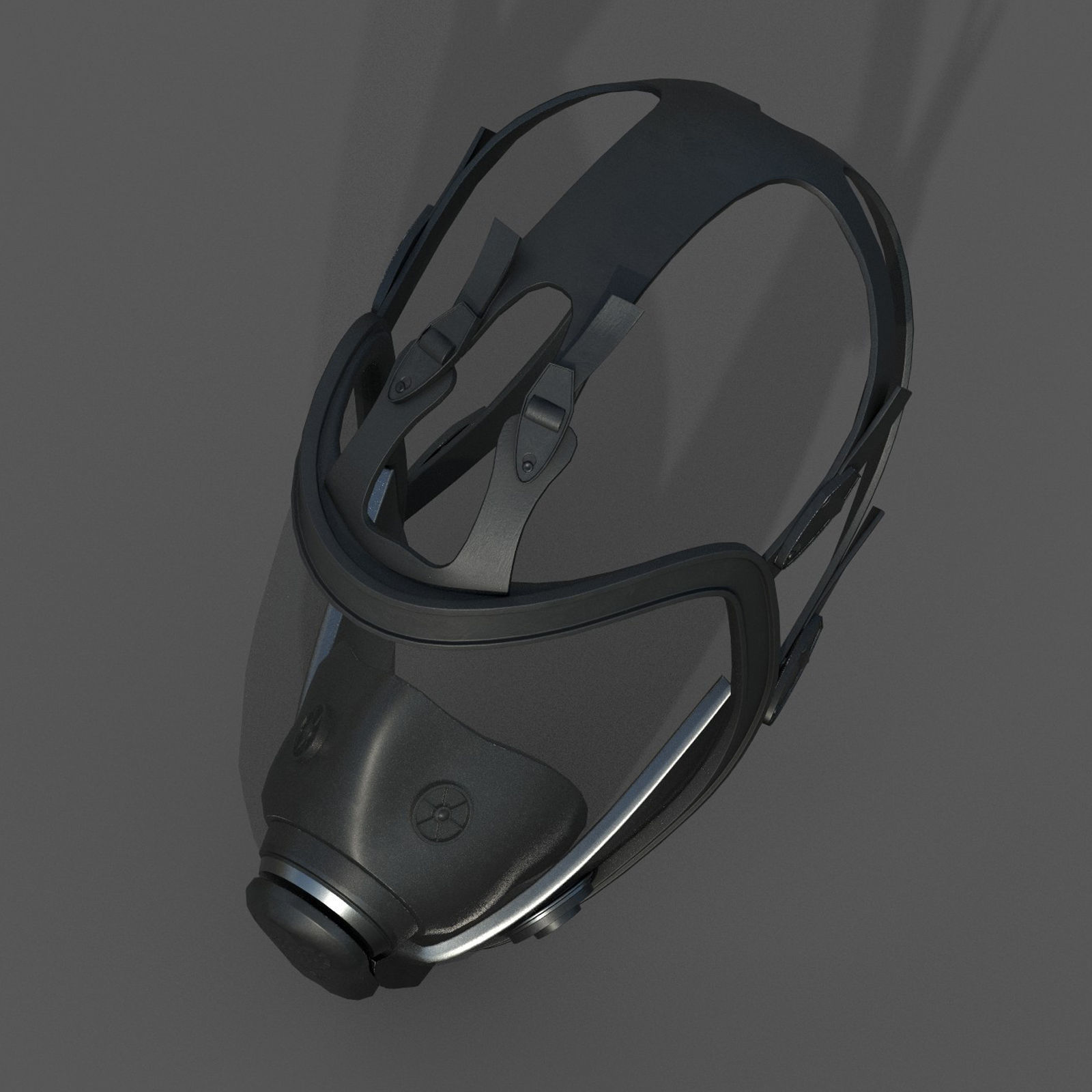Gas mask black protection futuristic technology  Low-poly 3D model_5