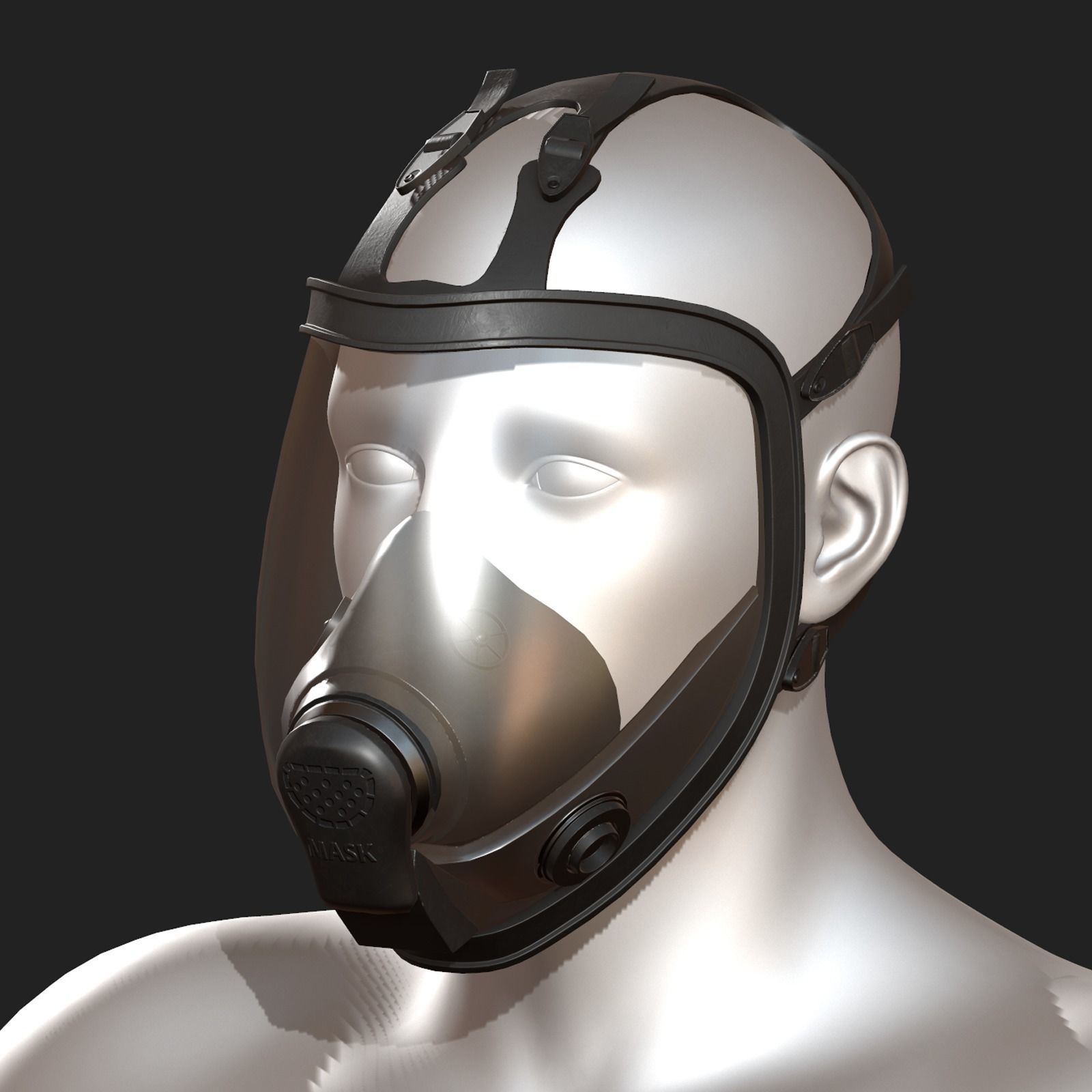 Gas mask black protection futuristic technology  Low-poly 3D model_1