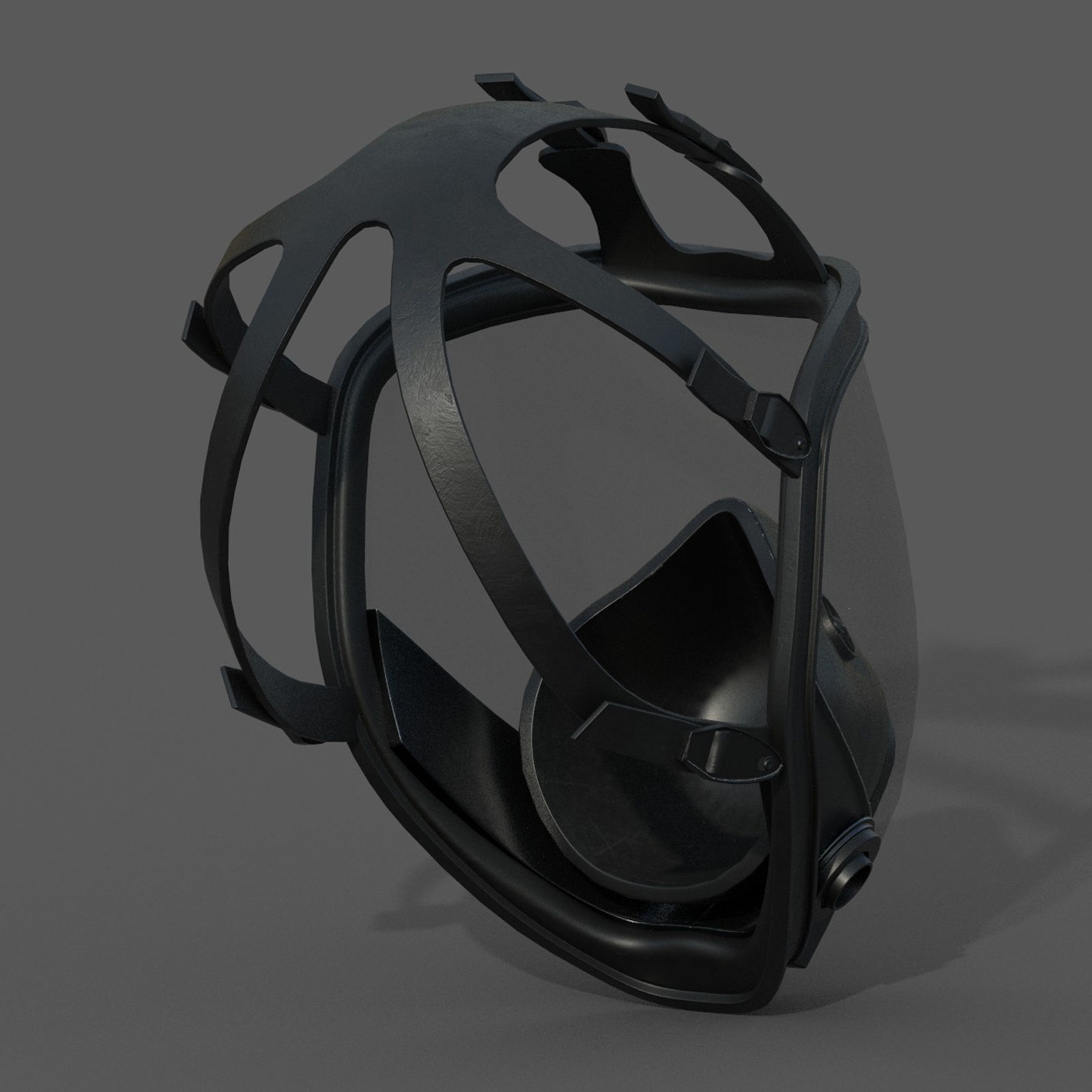 Gas mask black protection futuristic technology  Low-poly 3D model_8
