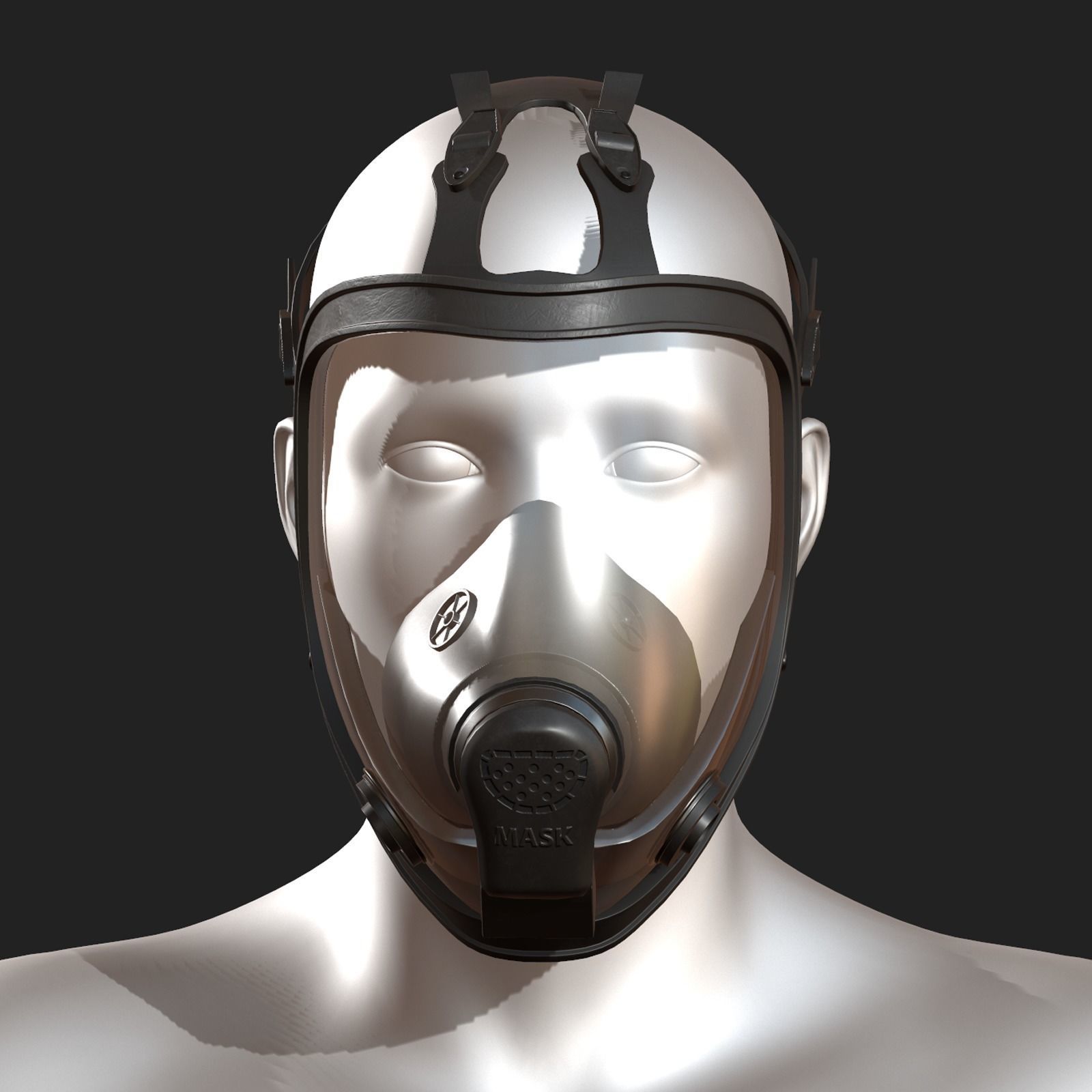 Gas mask black protection futuristic technology  Low-poly 3D model_2