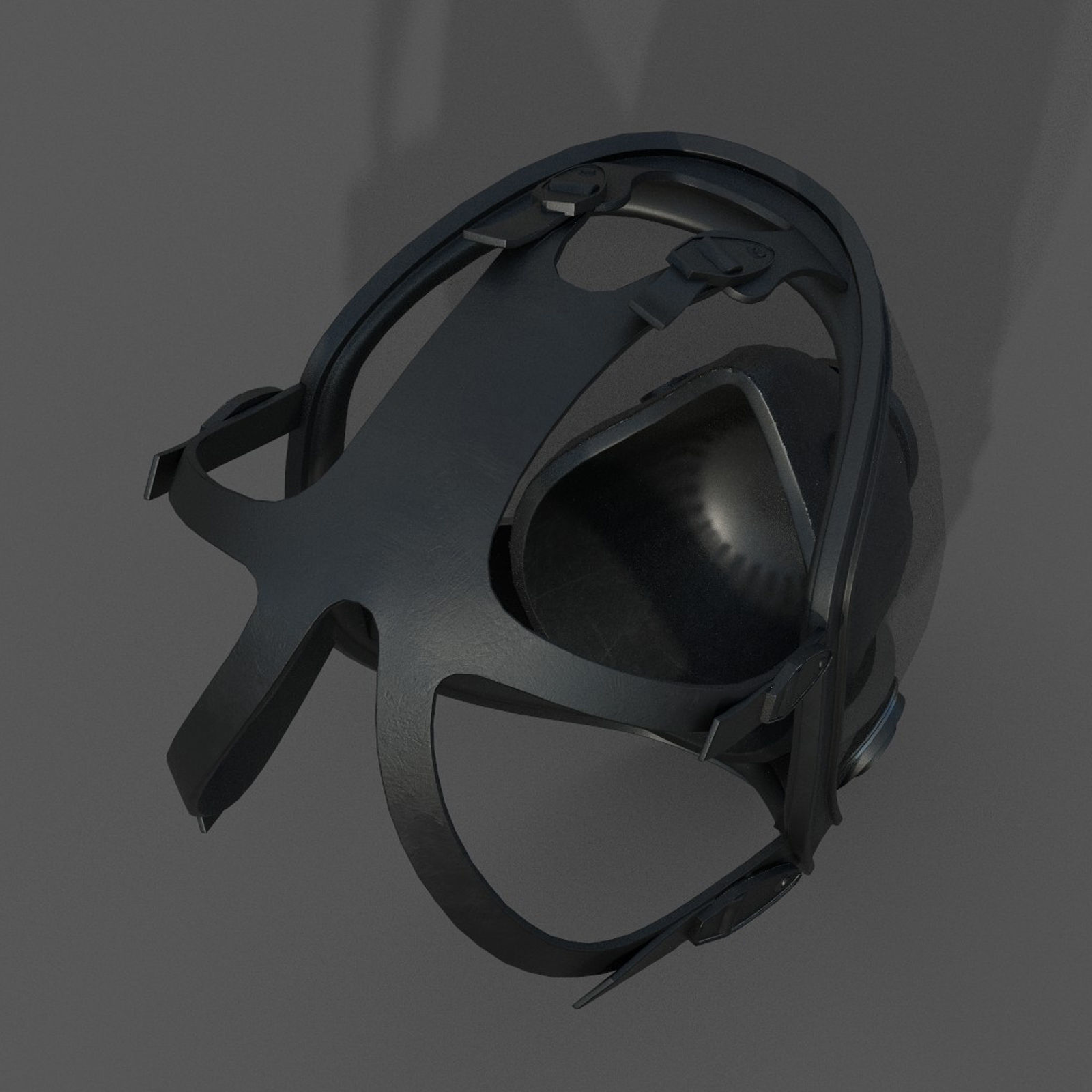 Gas mask black protection futuristic technology  Low-poly 3D model_6