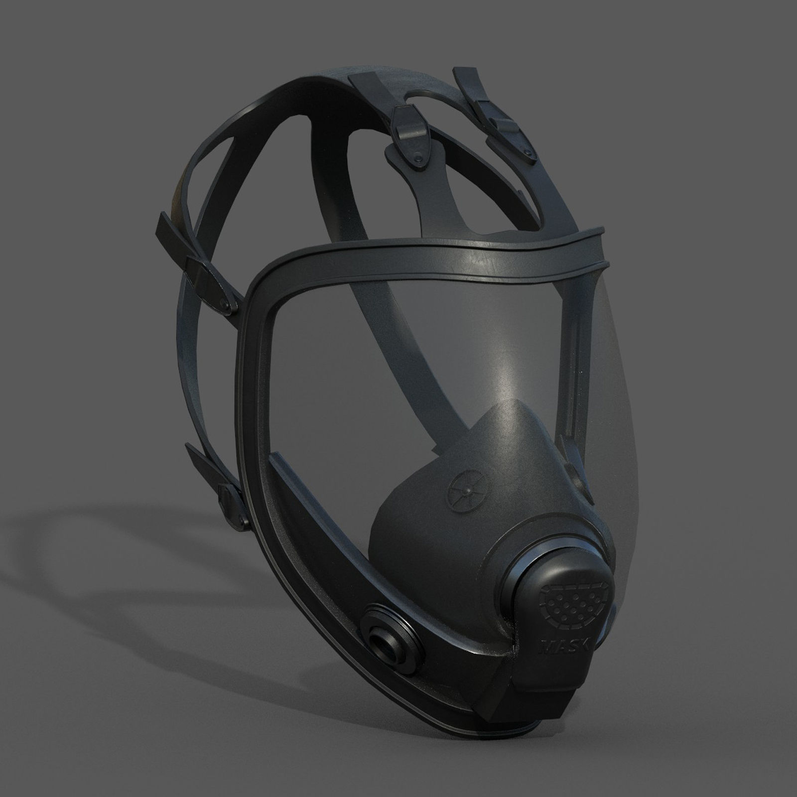 Gas mask black protection futuristic technology  Low-poly 3D model_3
