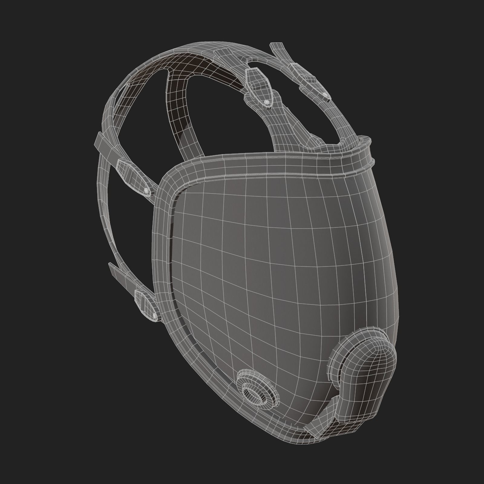Gas mask black protection futuristic technology  Low-poly 3D model_11