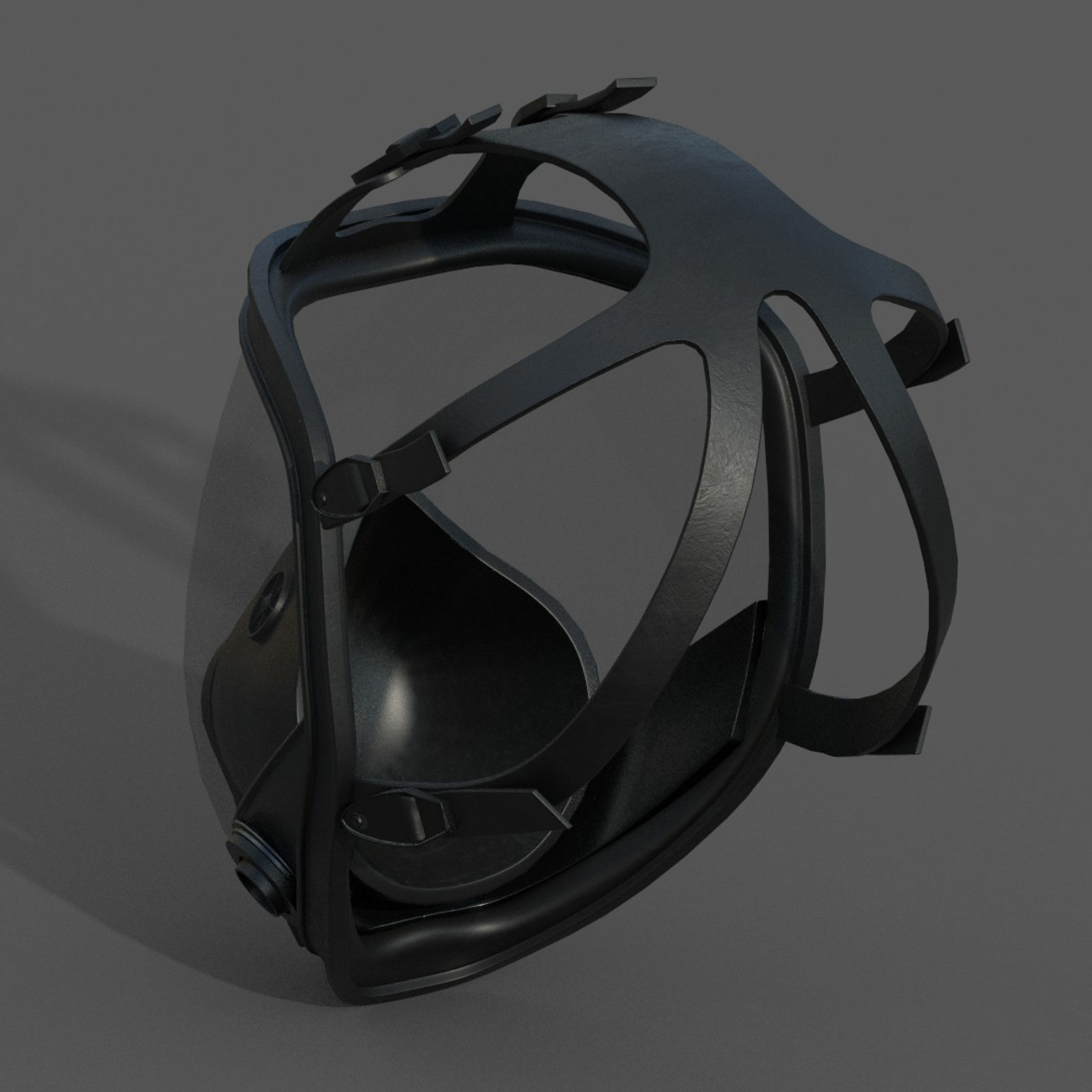 Gas mask black protection futuristic technology  Low-poly 3D model_7