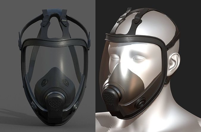 Gas mask black protection futuristic technology  Low-poly 3D model