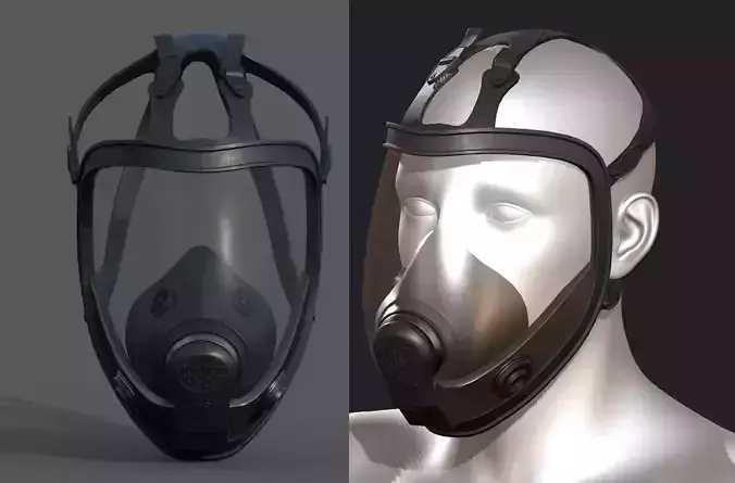 Gas mask black protection futuristic technology  Low-poly 3D model