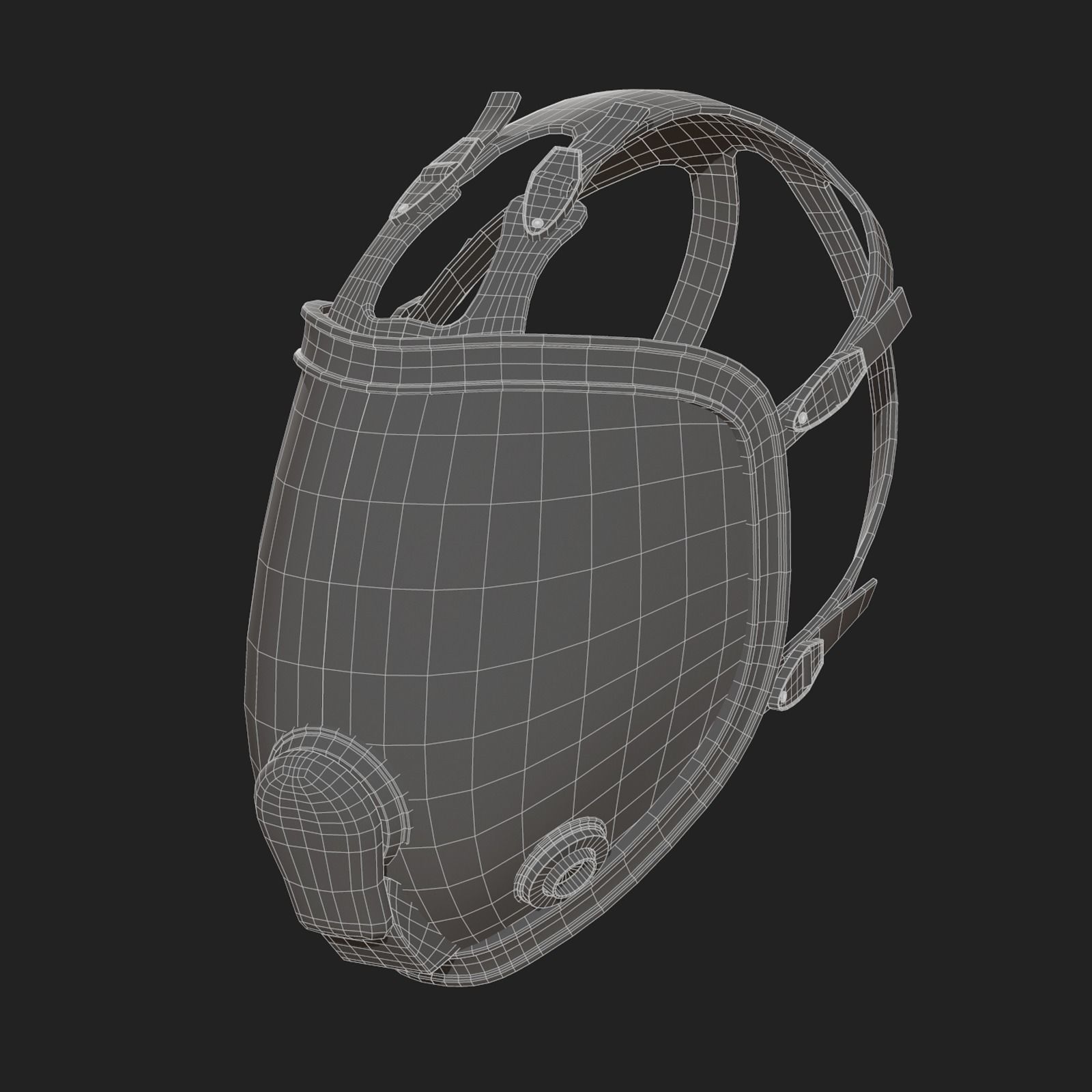 Gas mask black protection futuristic technology  Low-poly 3D model_9