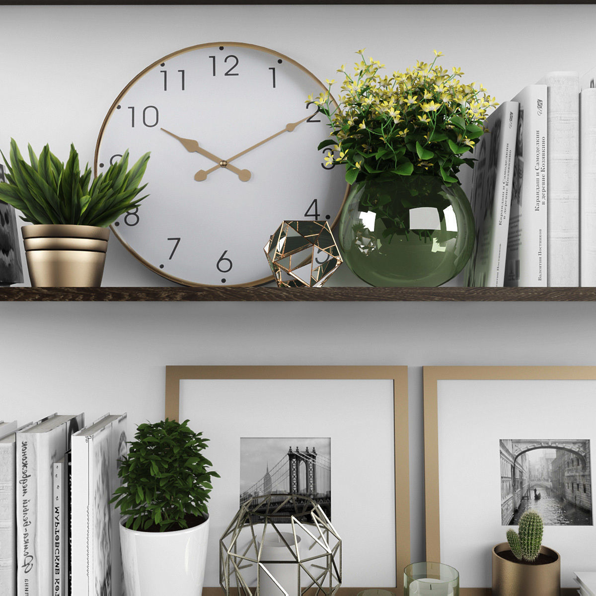 Decorative set Low-poly 3D model_1