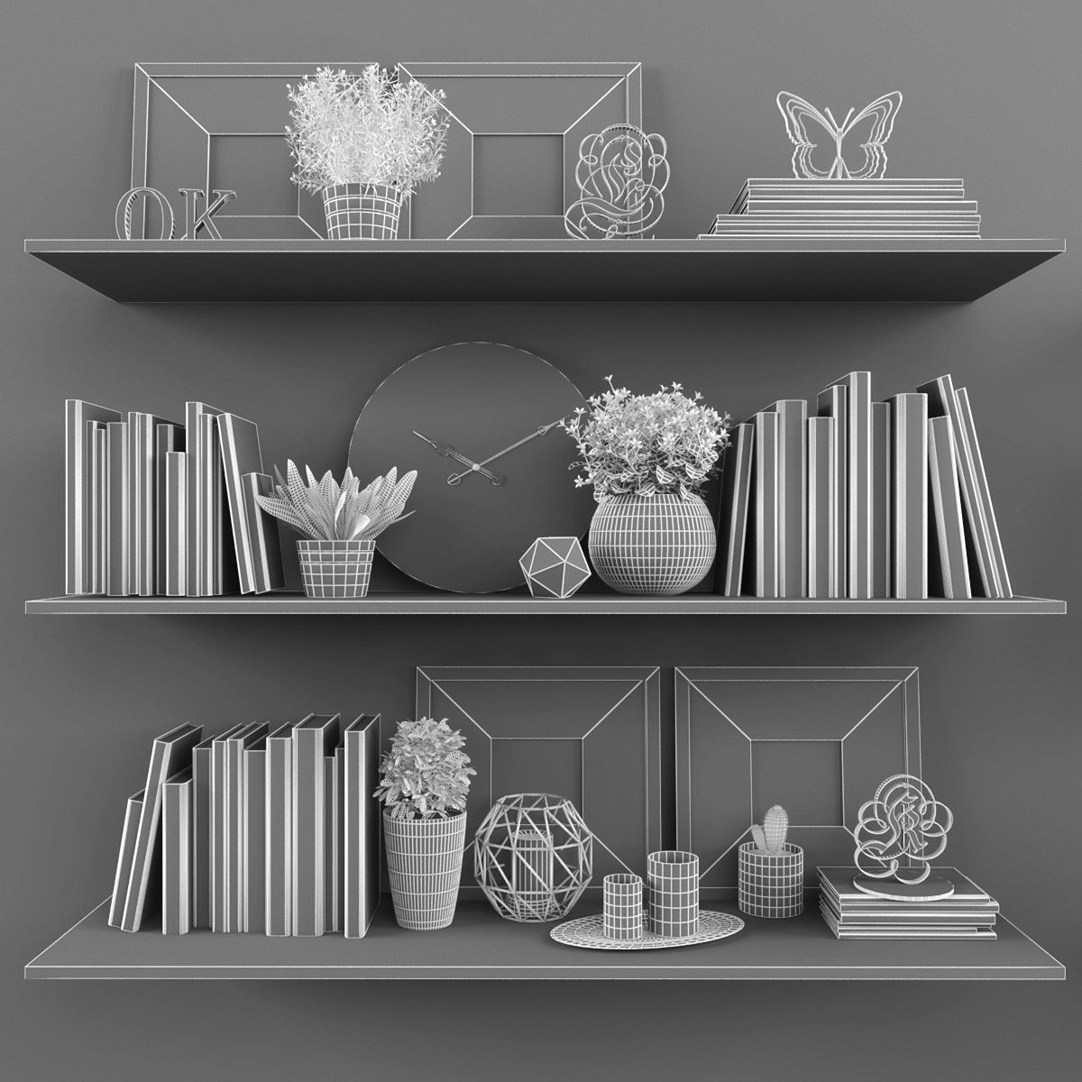 Decorative set Low-poly 3D model_2