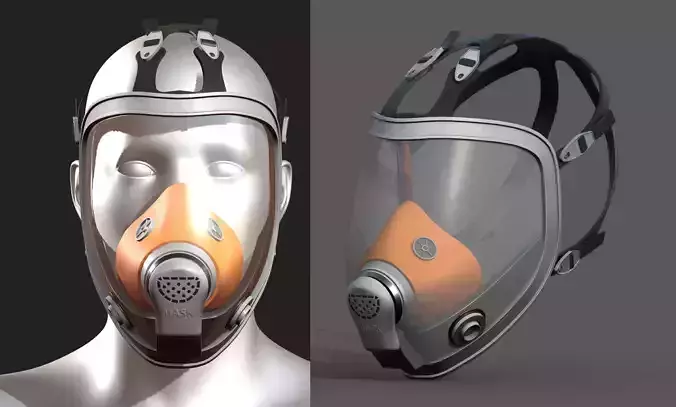 Gas mask helmet 3d model military combat fantasy 