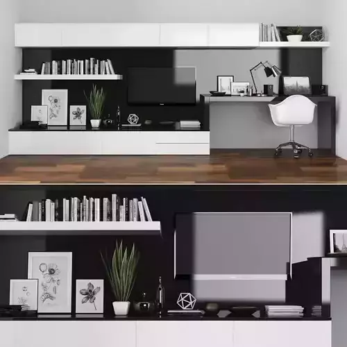 Tv stand and workplace Low-poly 3D model