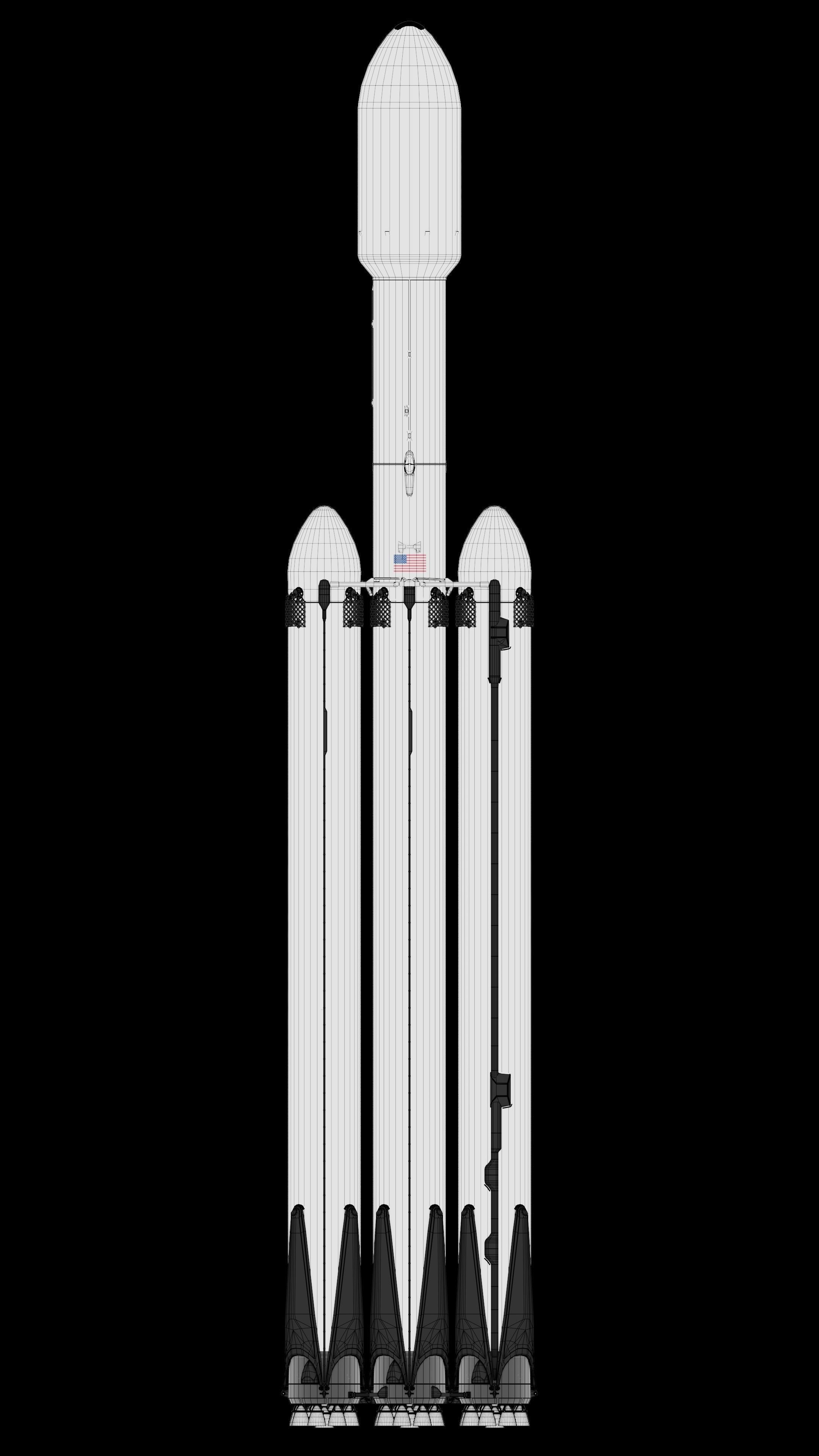 SpaceX Falcon Heavy - Block 5 - Rocket Low-poly 3D model_4