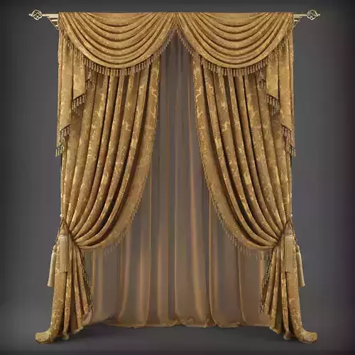 Curtain golden Low-poly 3D model